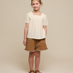Geborduurde seersucker shorts - Tween - Coconut | 100987 Nora