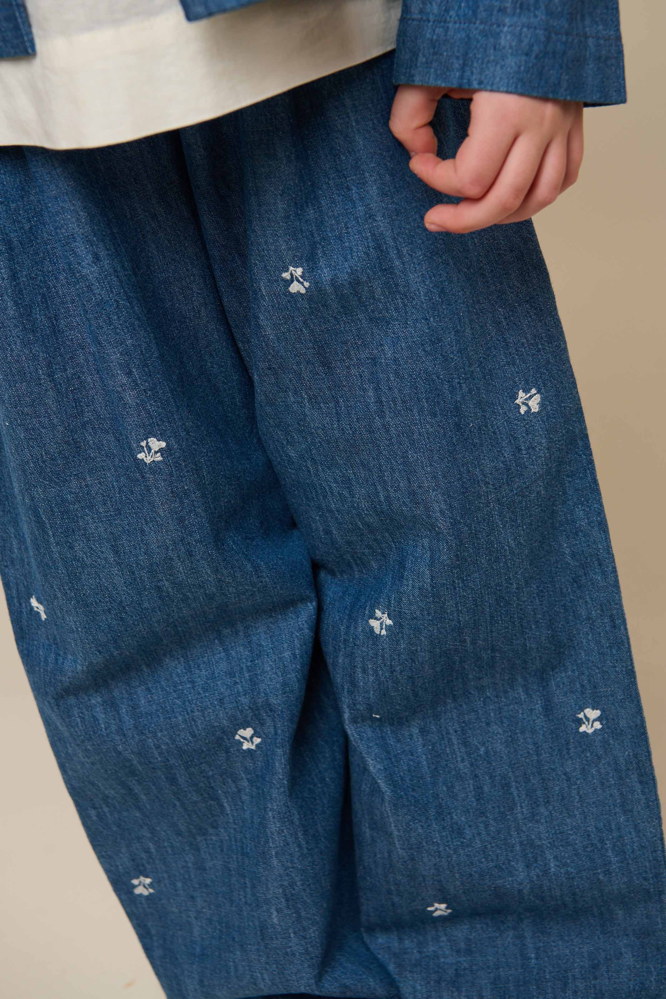 Geborduurde Lichte Denim Broek - Tween - Blue Denim | 101081 Isabella