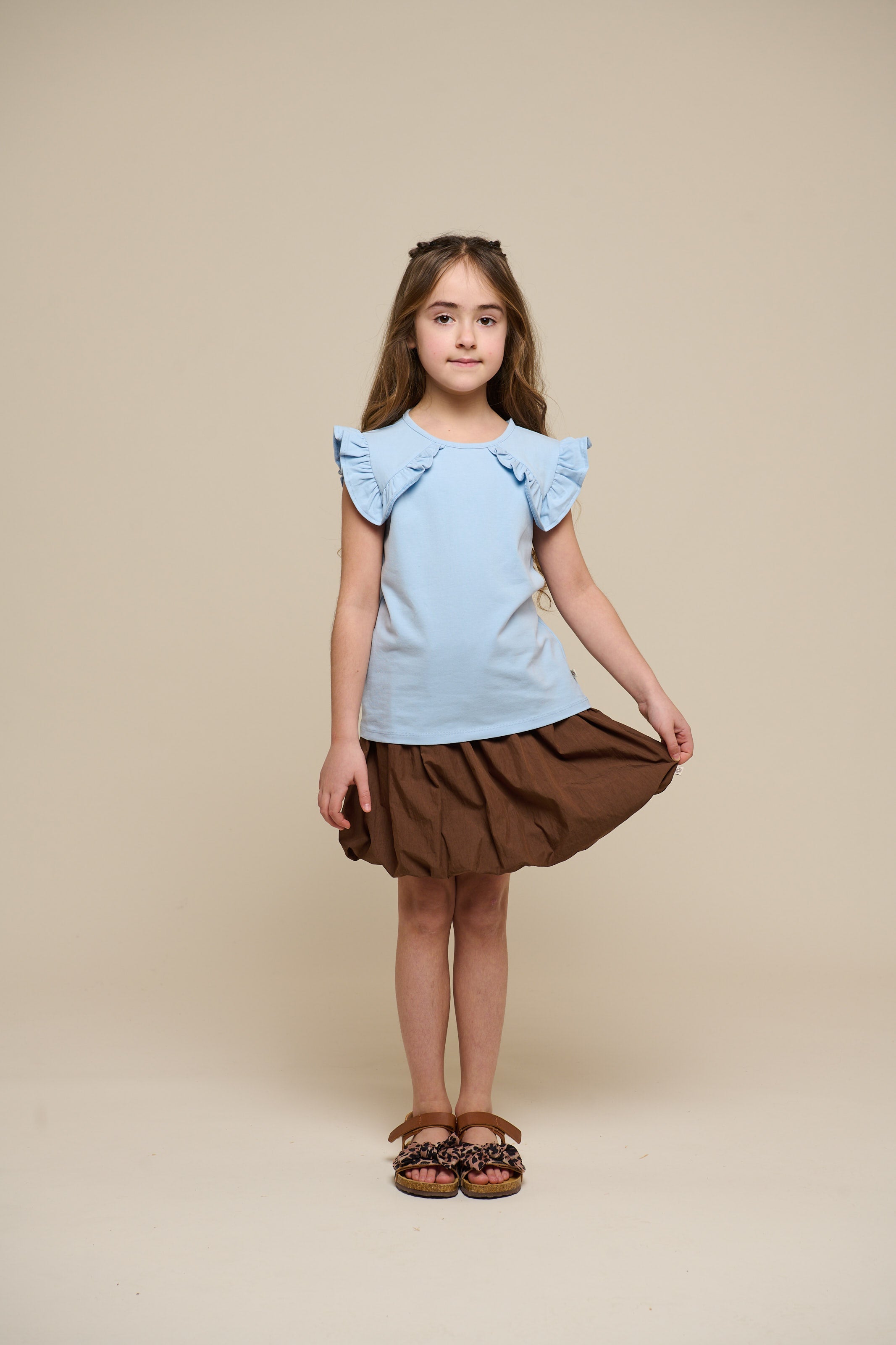Jersey Top met Ruche - Tween - Powder Blue | 101268 Selma
