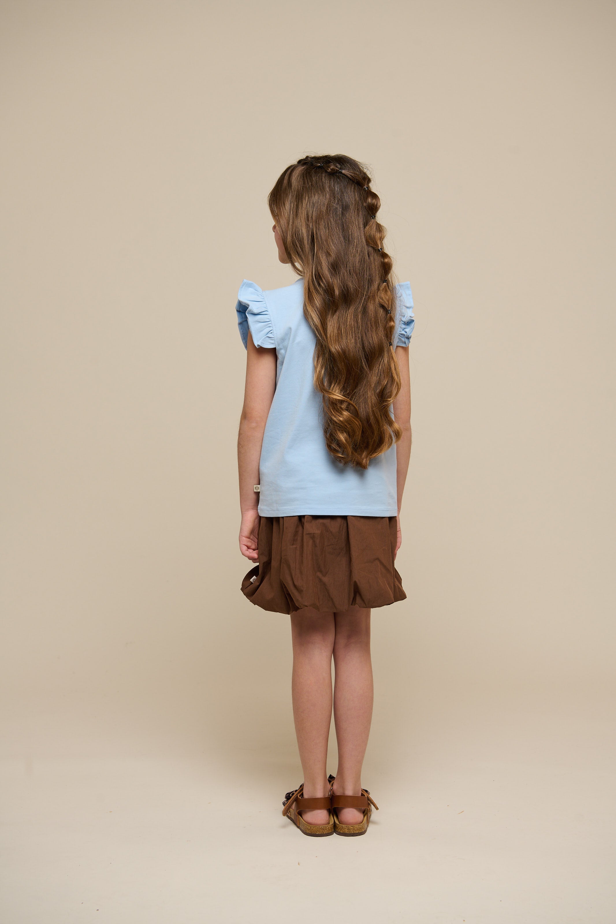 Jersey Top met Ruche - Tween - Powder Blue | 101268 Selma