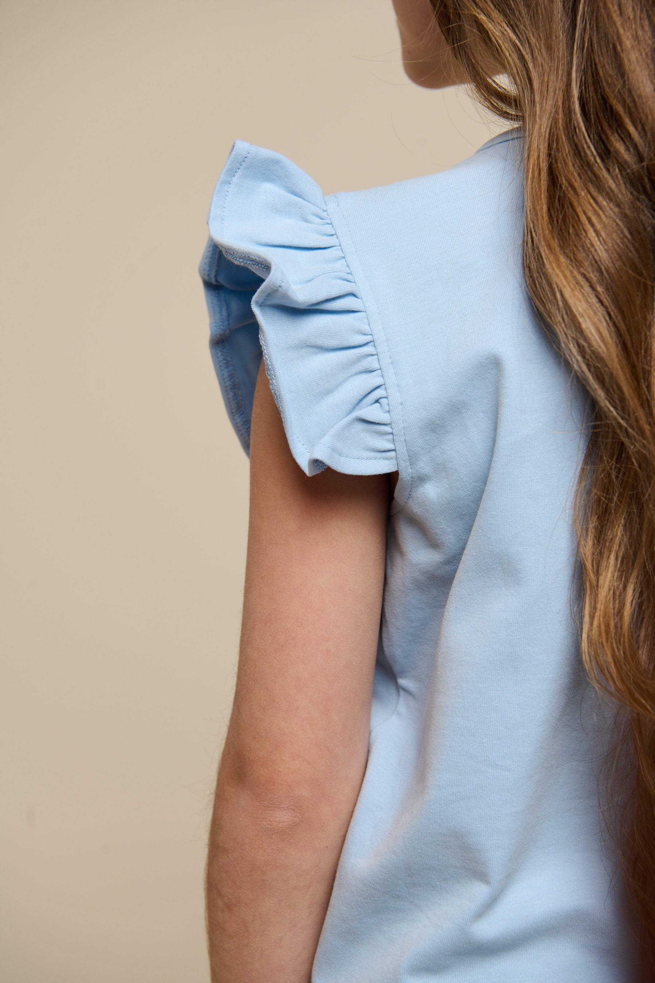 Jersey Top met Ruche - Tween - Powder Blue | 101268 Selma