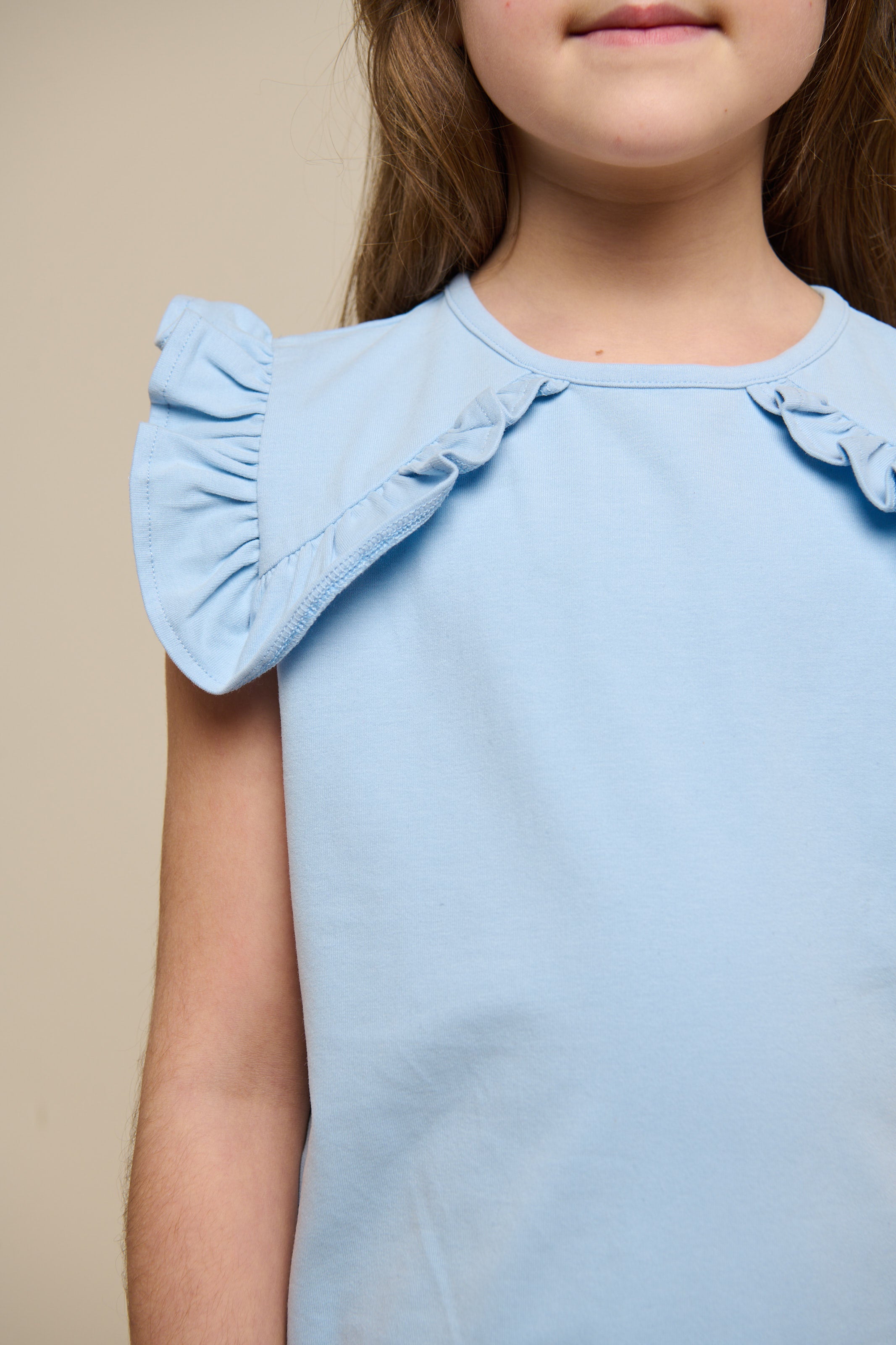 Jersey Top met Ruche - Tween - Powder Blue | 101268 Selma
