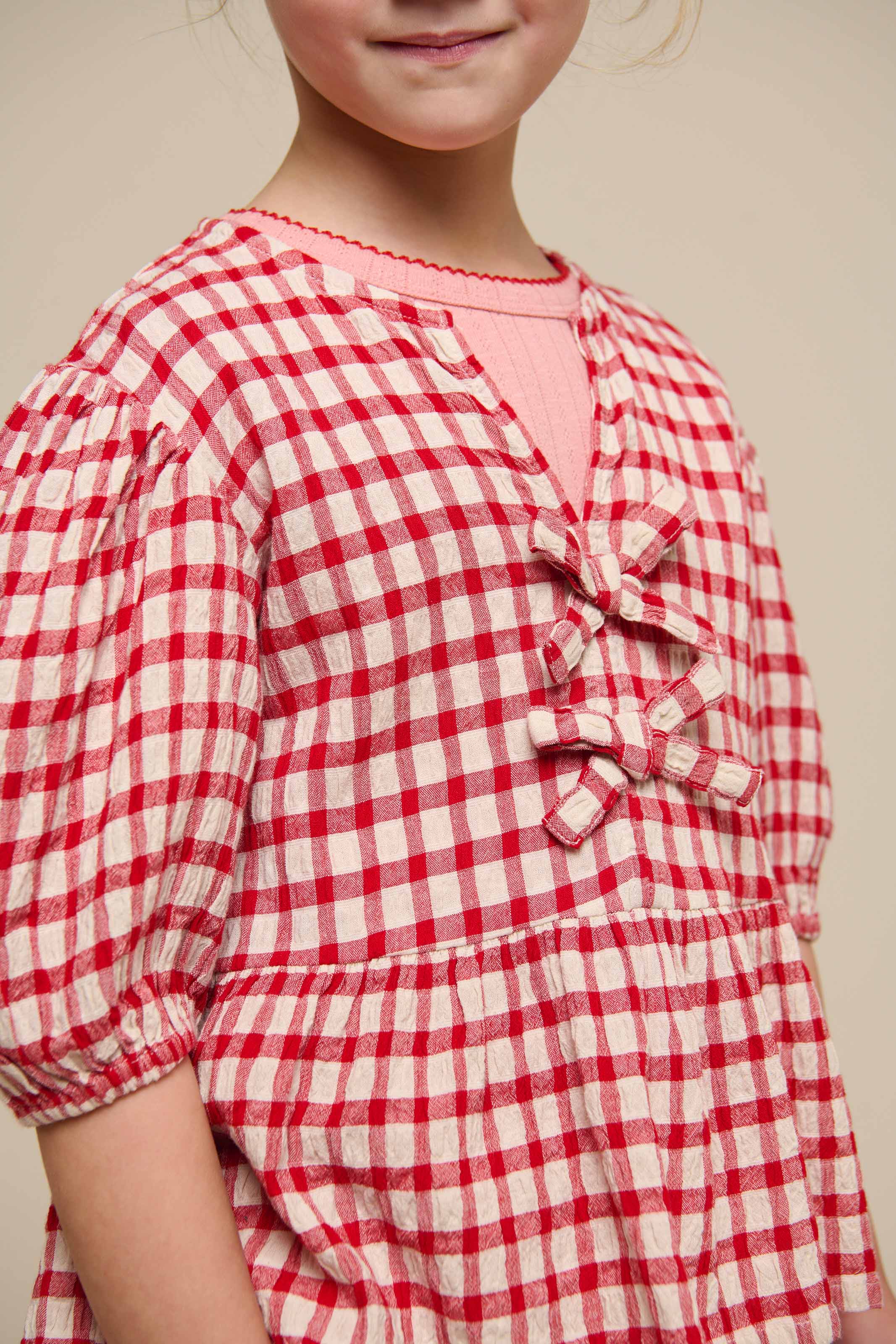 Geruite Katoenen Blouse - Tween - Cherry Red | 100909 Bonnie