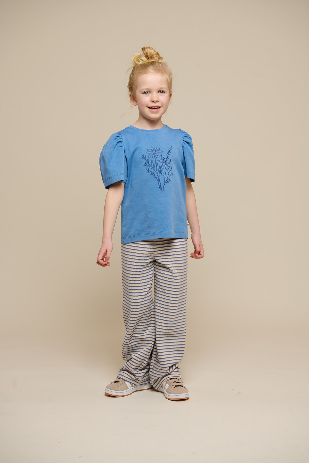 Gestreepte Jersey Broek met Wijde Pijpen - Tween - Blue | 100998 Emmie