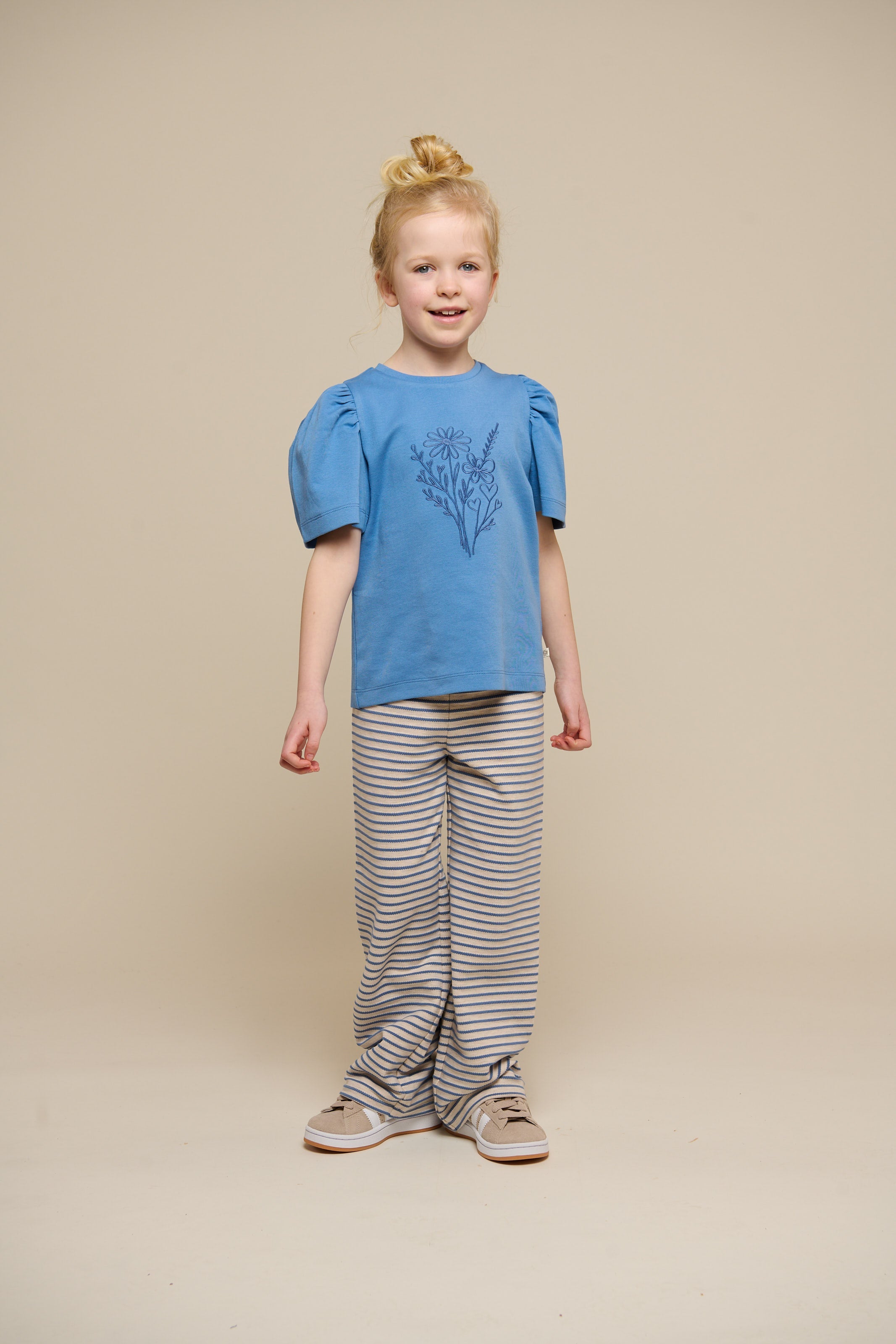 Gestreepte Jersey Broek met Wijde Pijpen - Tween - Blue | 100998 Emmie