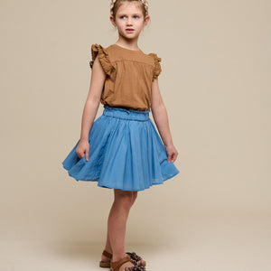 Katoenen rok met Ric Rac ruche - Tween - Dusty Blue | 101070 Alma