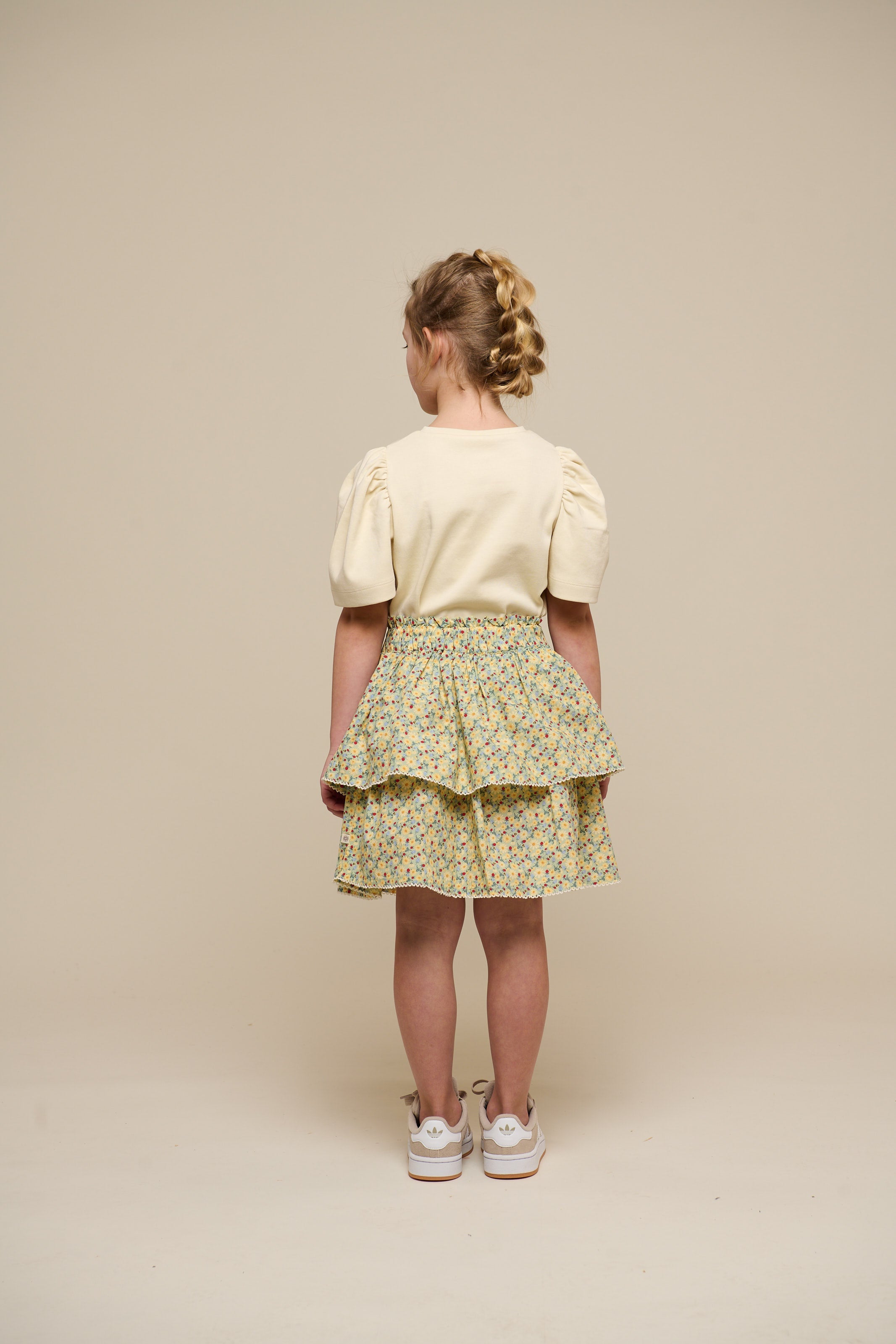 Poplin rok met bloemenprint en ruche - Tween - Green | 100955 Poppy