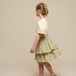 Poplin rok met bloemenprint en ruche - Tween - Green | 100955 Poppy