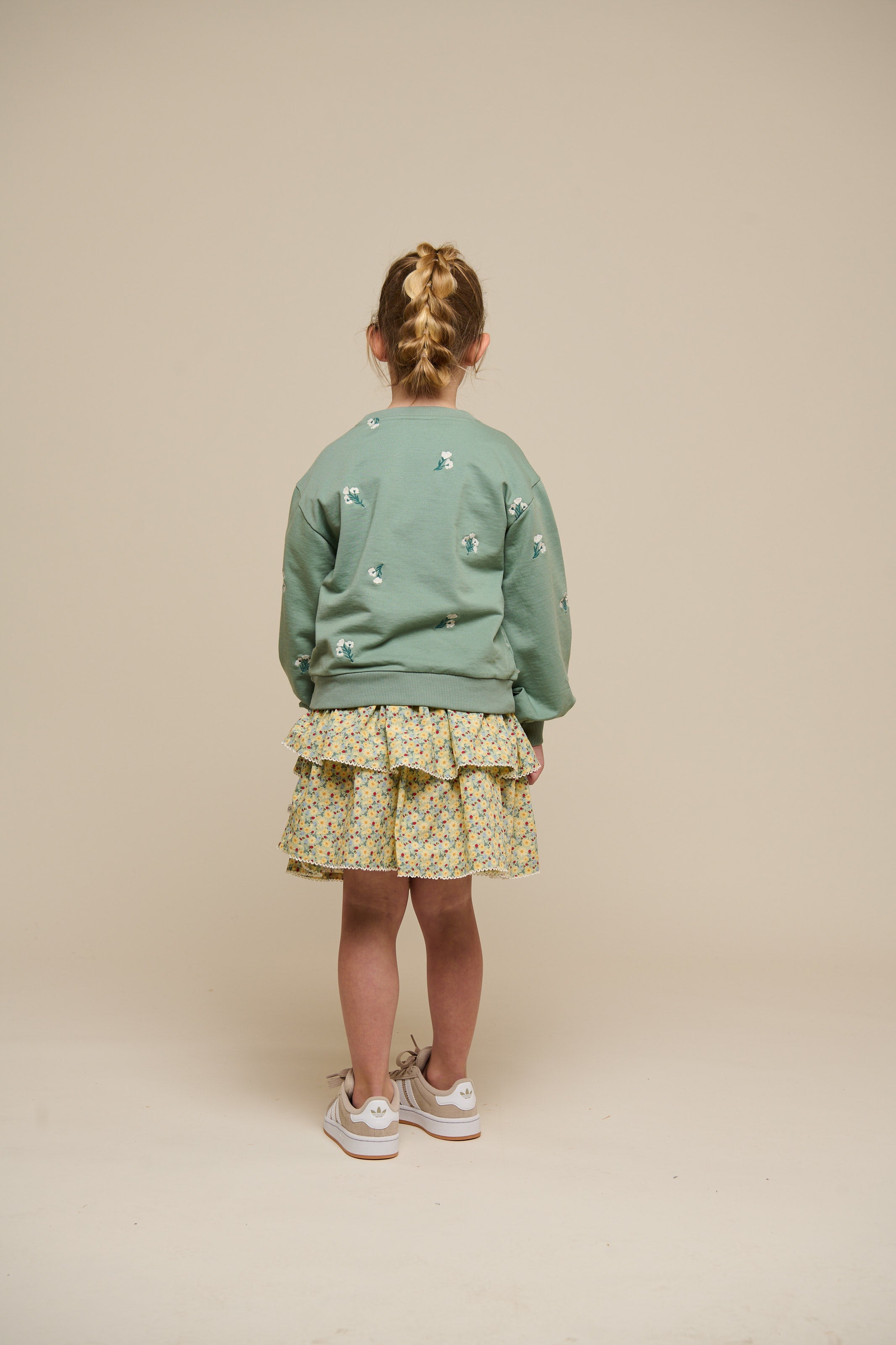 Geborduurd Crewneck Sweatshirt - Tween - Dusty Green | 101212 Kimber