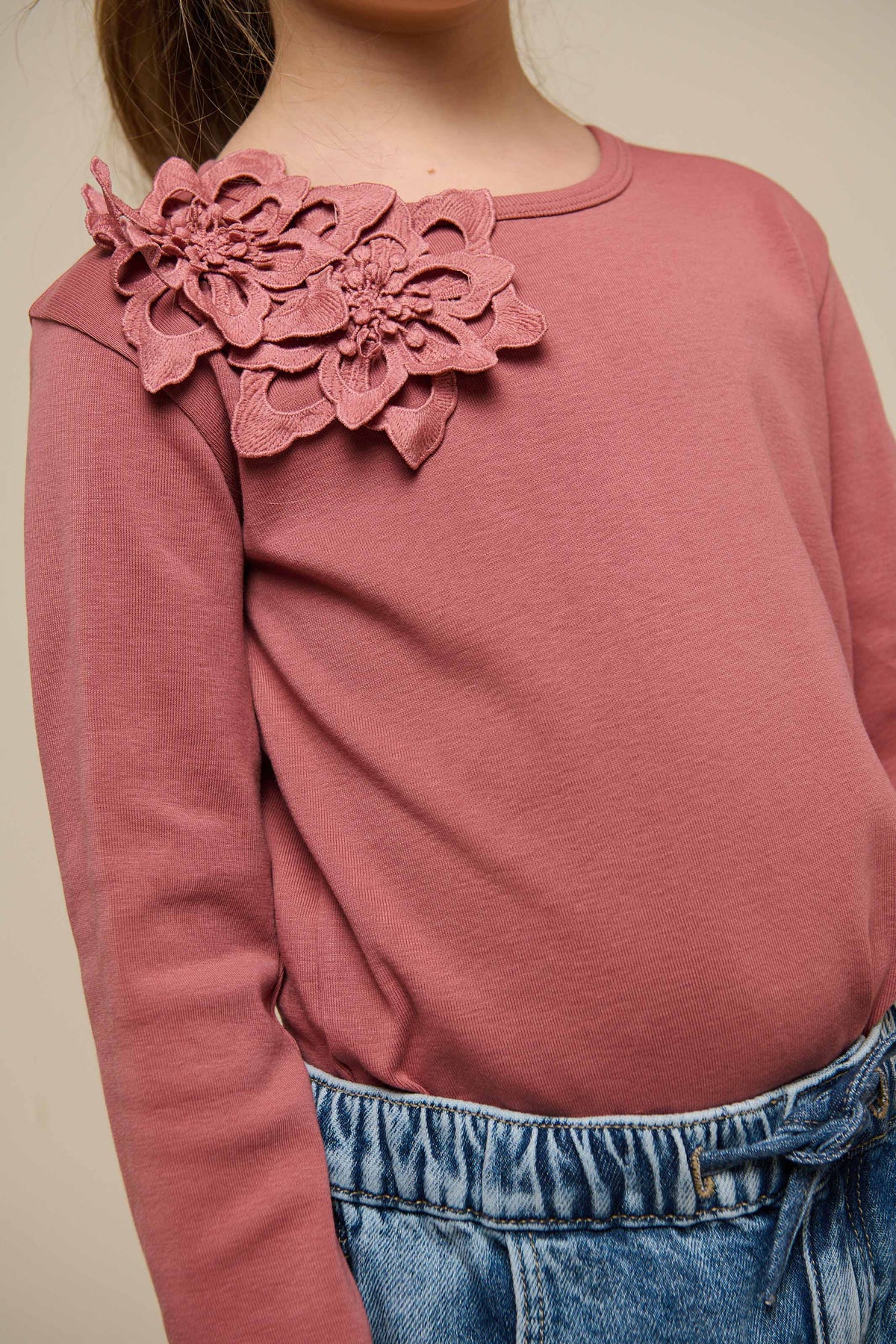 T-shirt met Bloemapplicatie - Tween - Old Rose | 101234 Sarah