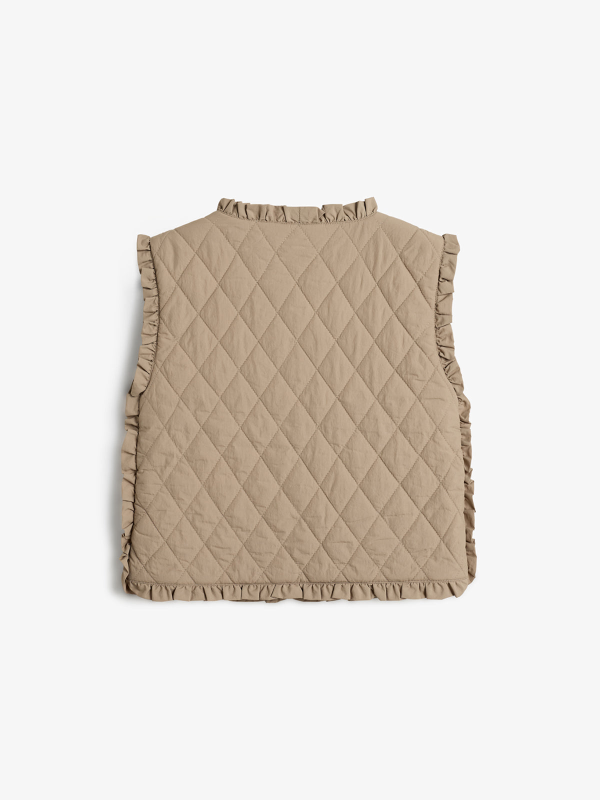 Gewatteerd gilet met ruches - Tweens - Dark beige