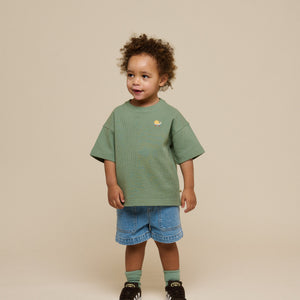 Wafel T-shirt - Kids - Dusty Green | 101155 Evan