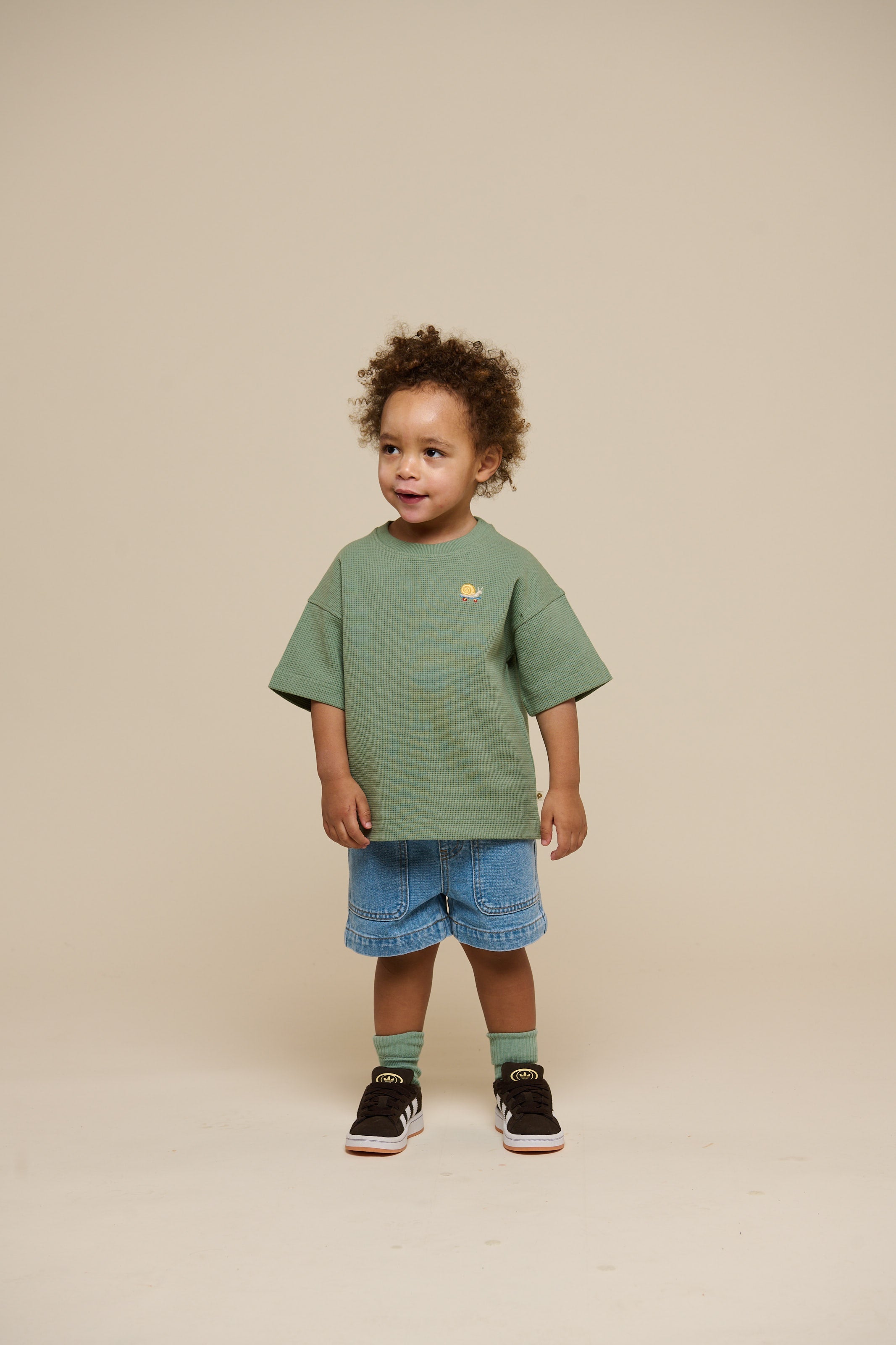 Wafel T-shirt - Kids - Dusty Green | 101155 Evan
