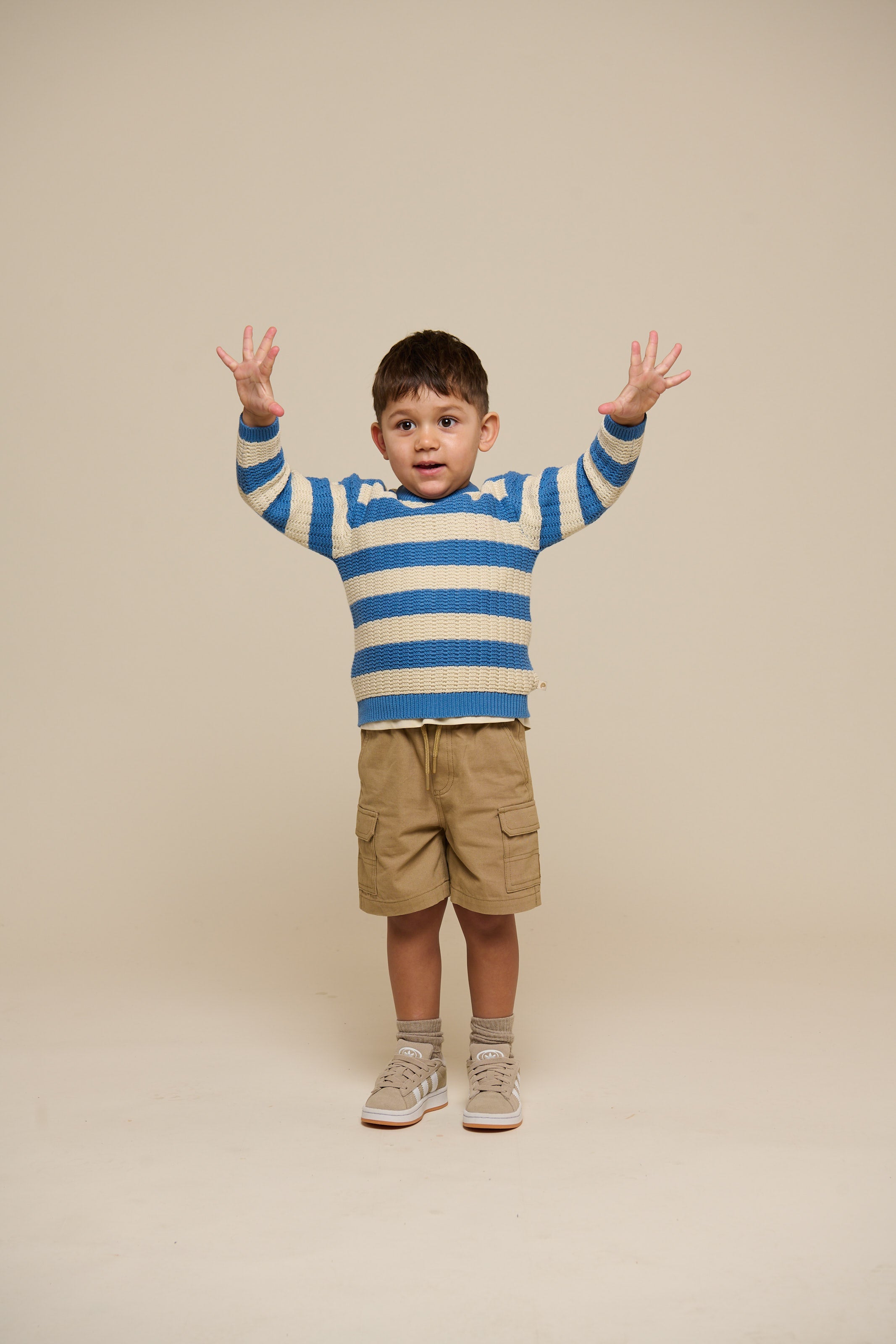 Gestreept Gebreid - Kids - Dusty Blue / Offwhite | 101283 Brady