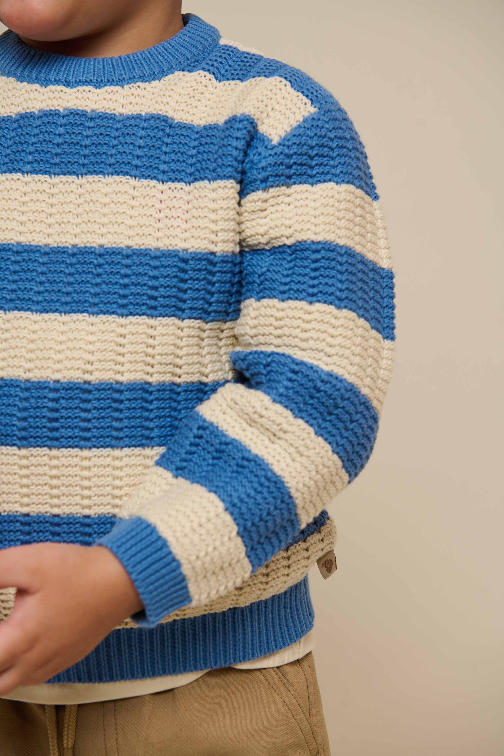 Gestreept Gebreid - Kids - Dusty Blue / Offwhite | 101283 Brady