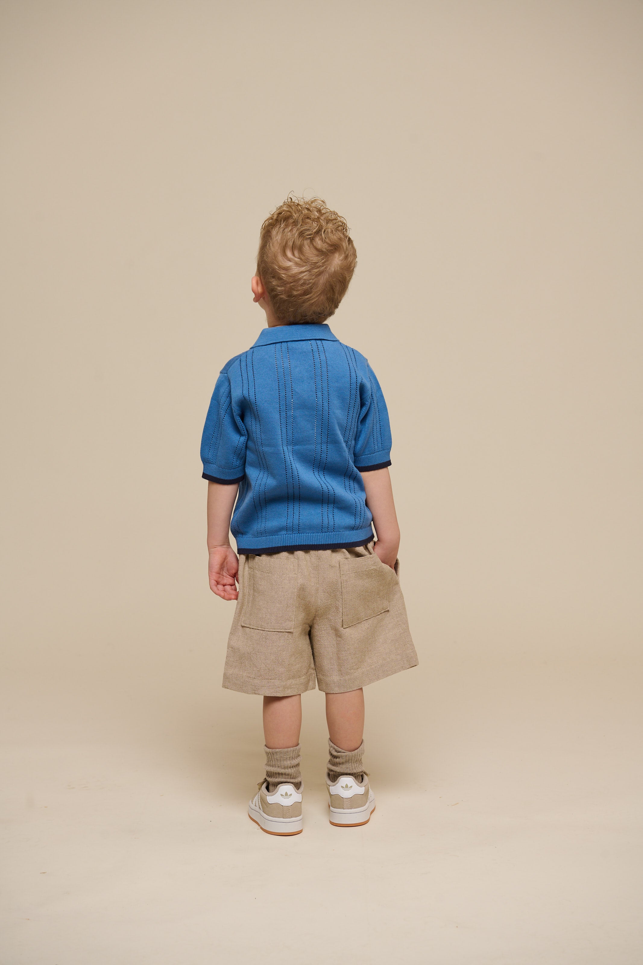 Blauwe gebreide polo - Kids - Dusty Blue | 101243 Dylan