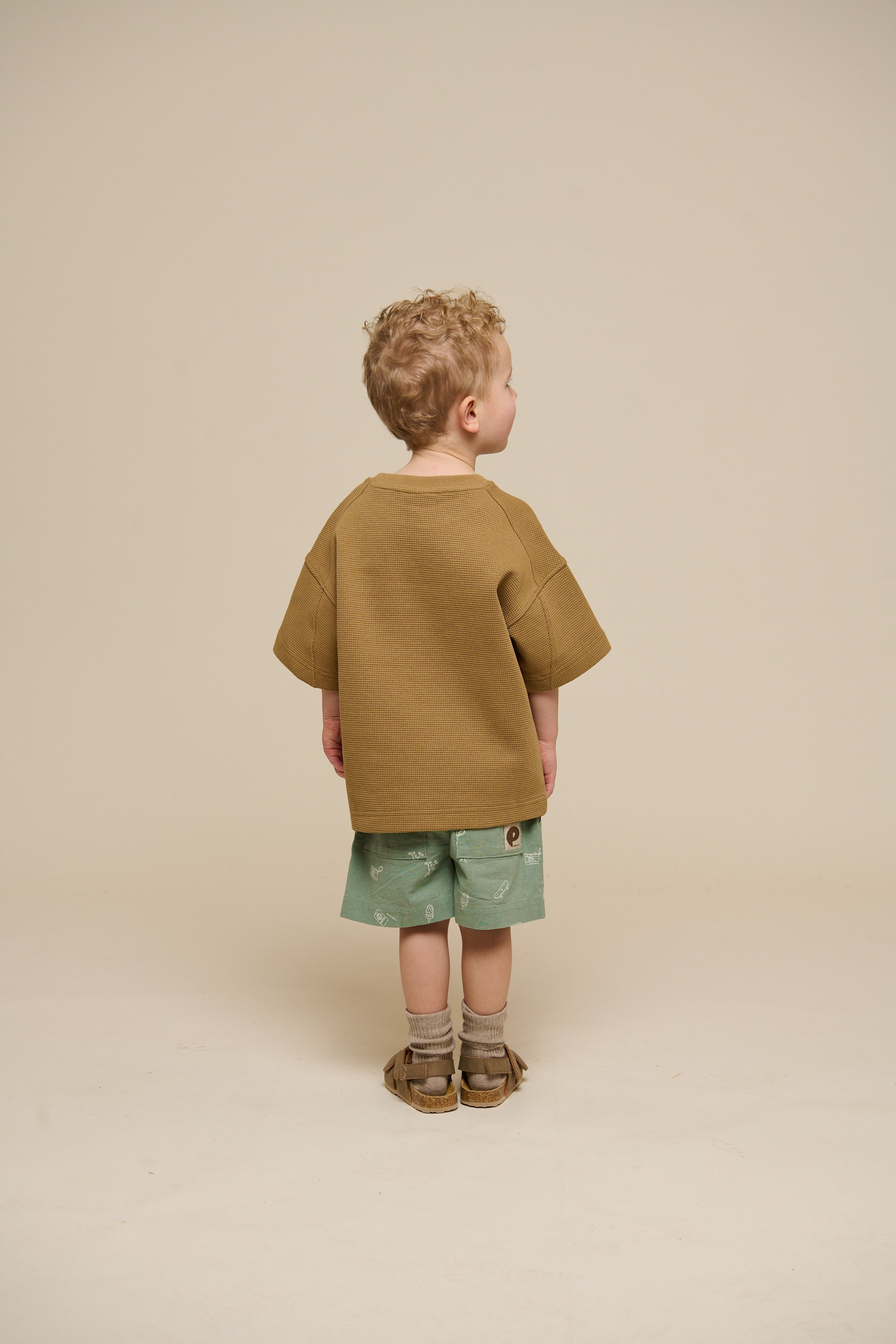 Wafel T-shirt - Kids - Khaki | 101148 Evan
