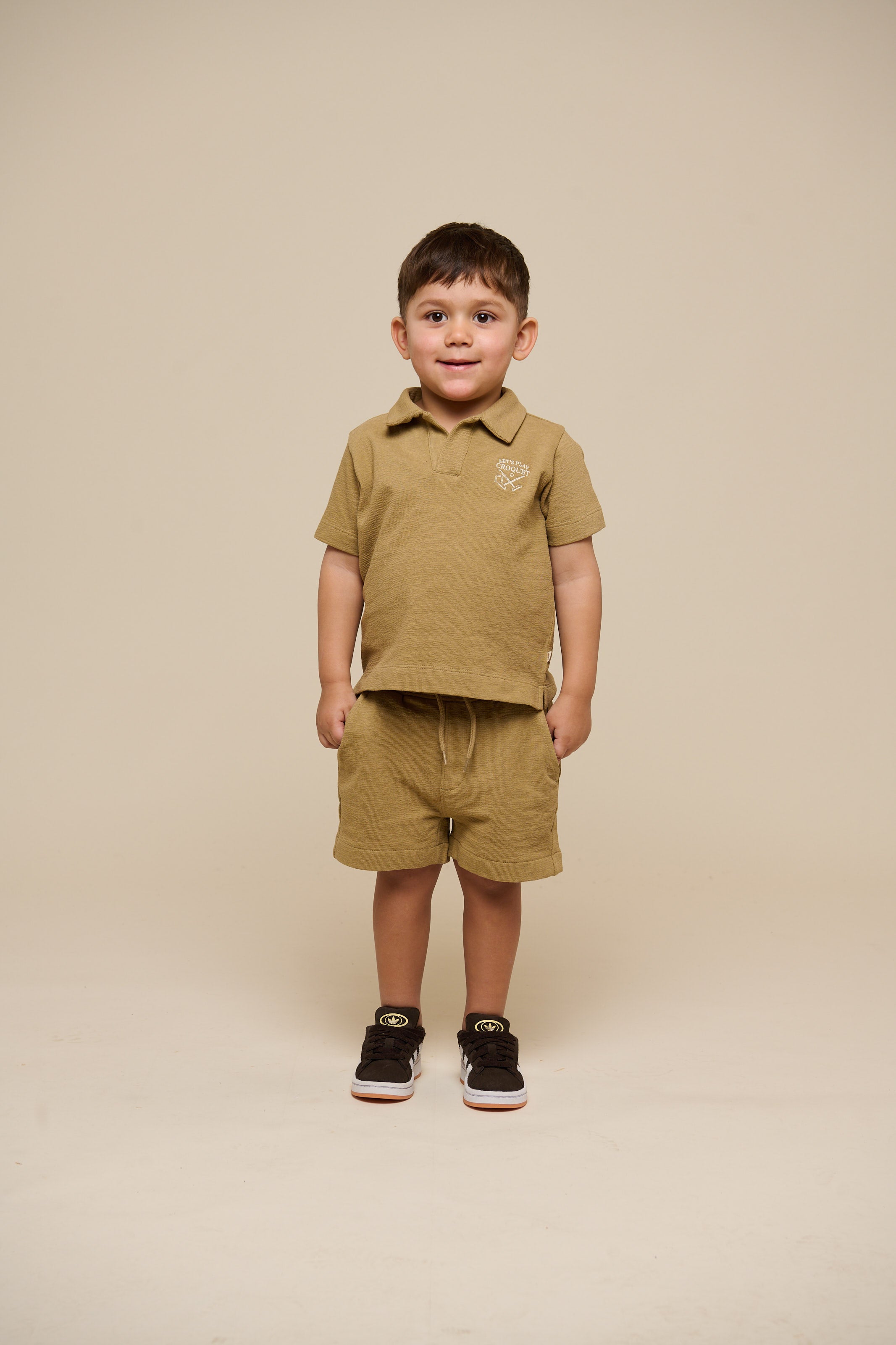 Polo T-shirt van Gestructureerde Jersey - Kids - Khaki | 101217 Sonny
