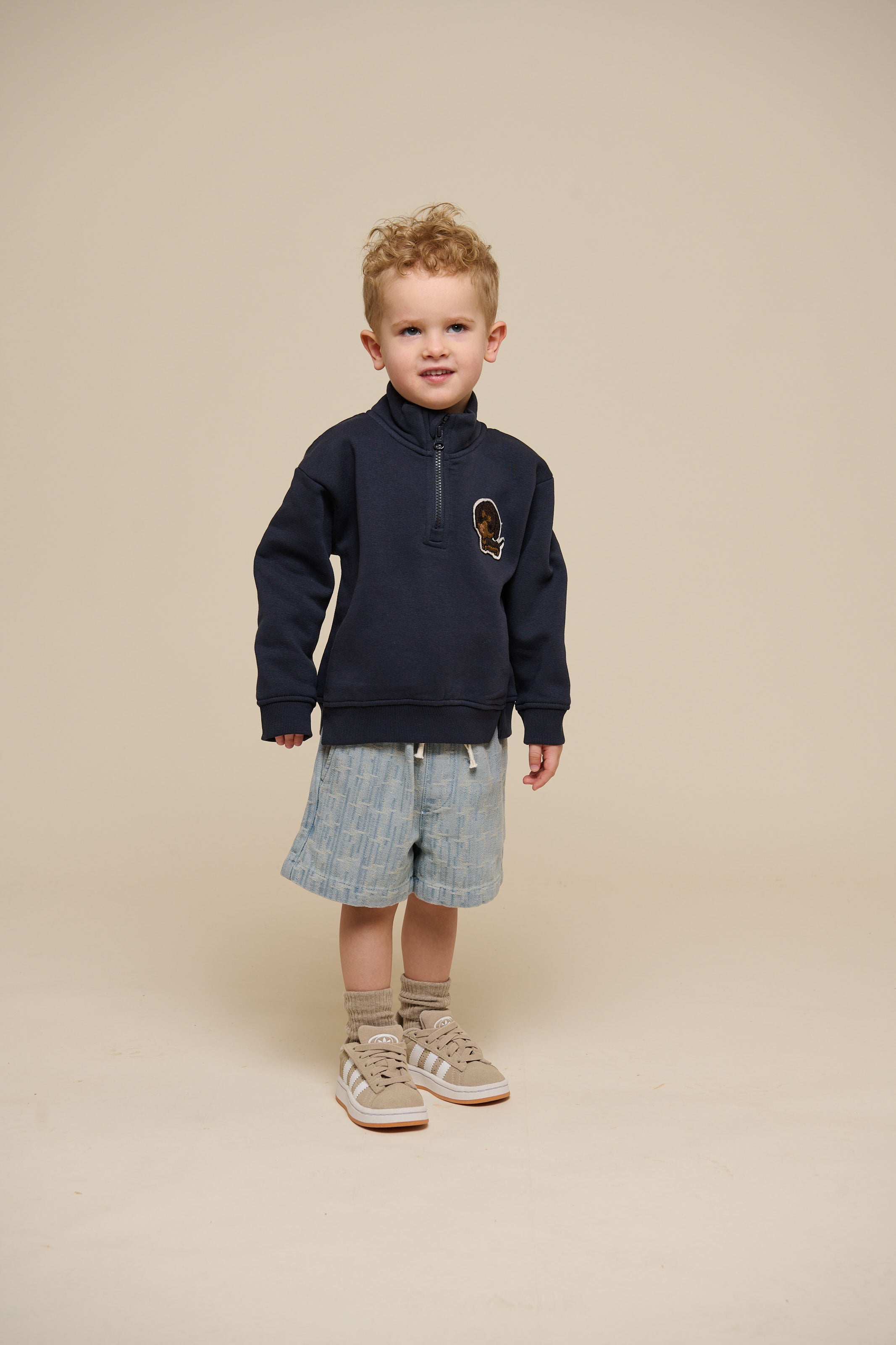 Baggy Jacquard Denim Shorts - Kids - Blue Denim | 101059 Kyle
