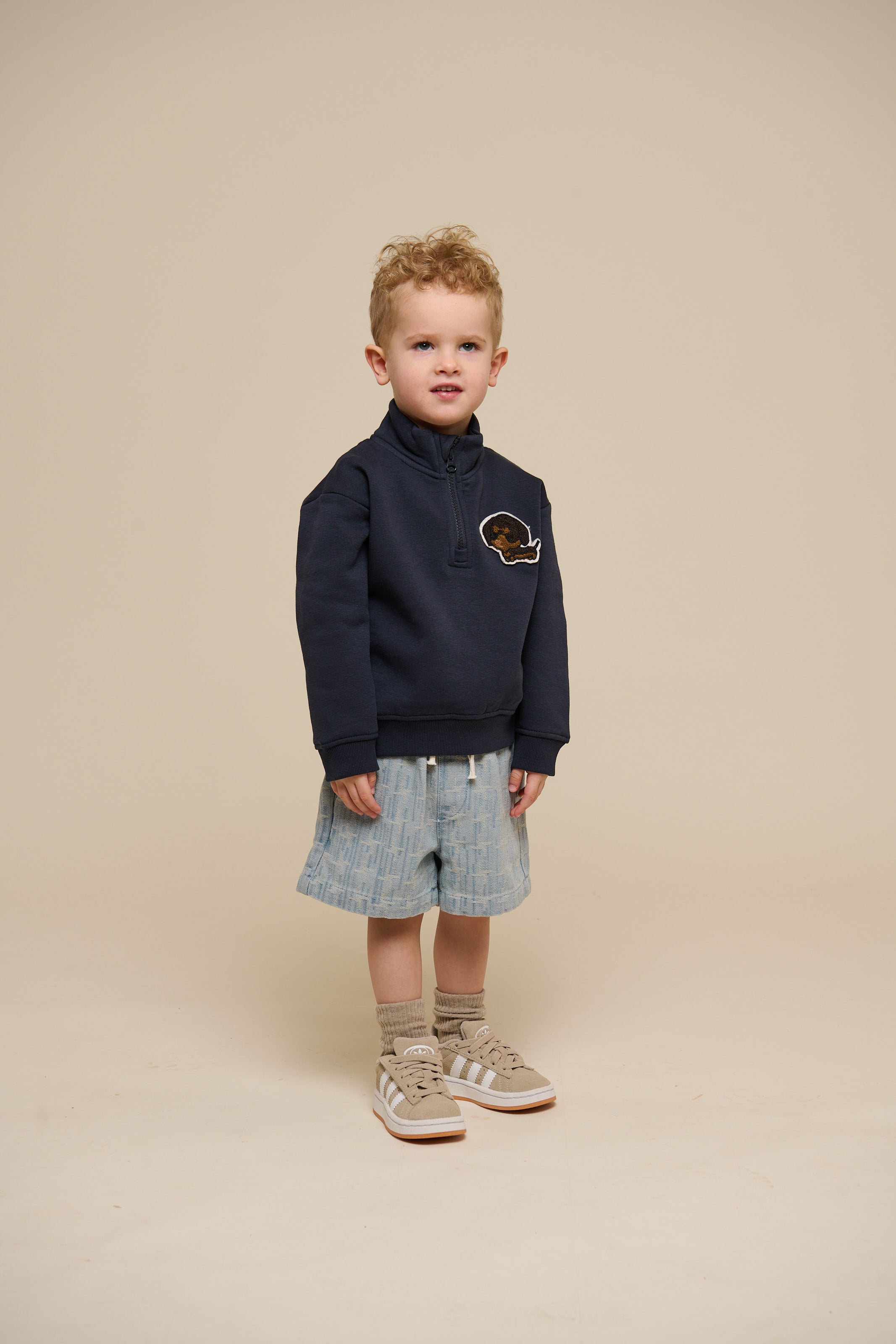 Sweatshirt met halve rits - Kids - Navy | 100806 Tristan