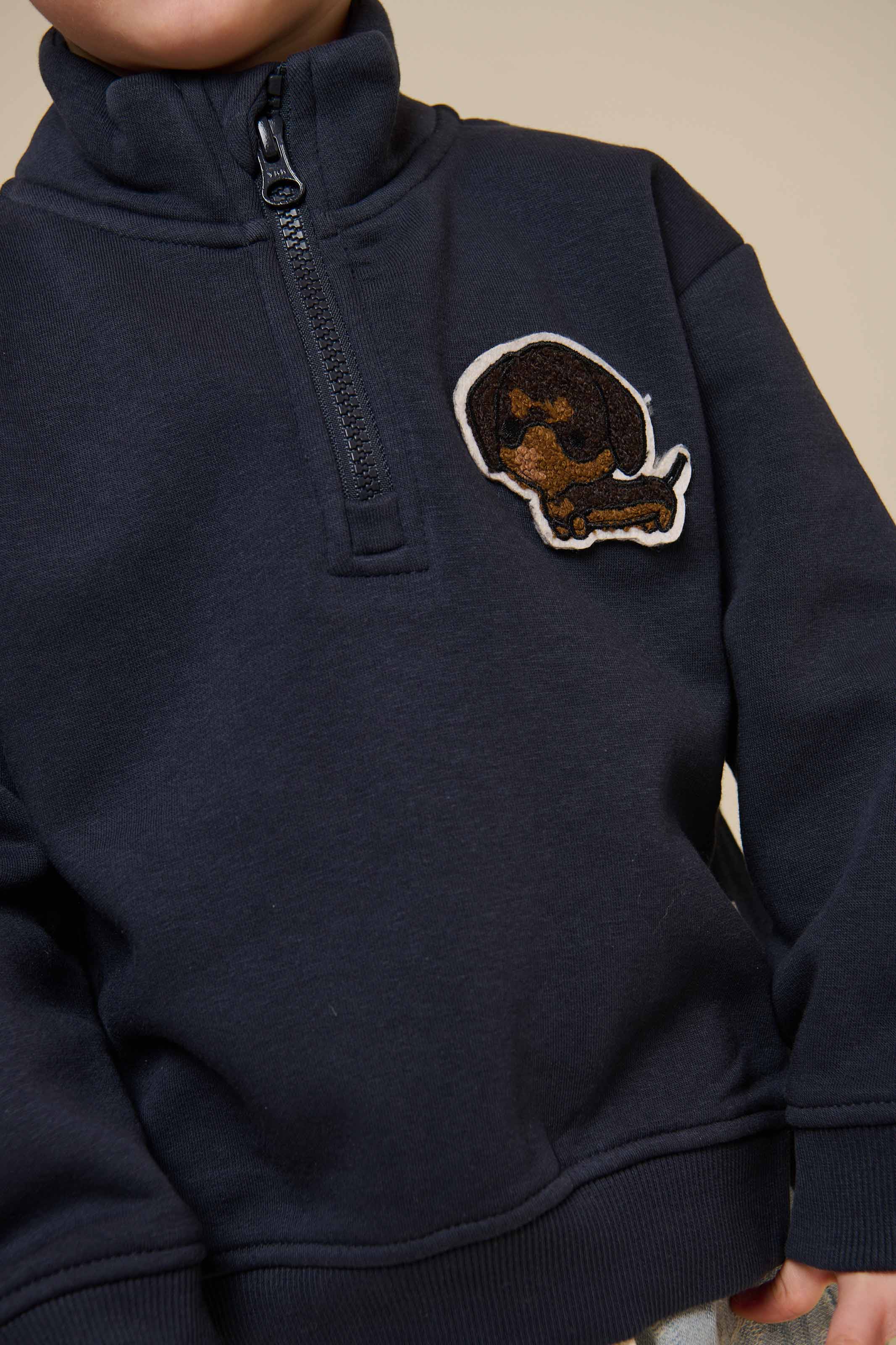 Sweatshirt met halve rits - Kids - Navy | 100806 Tristan