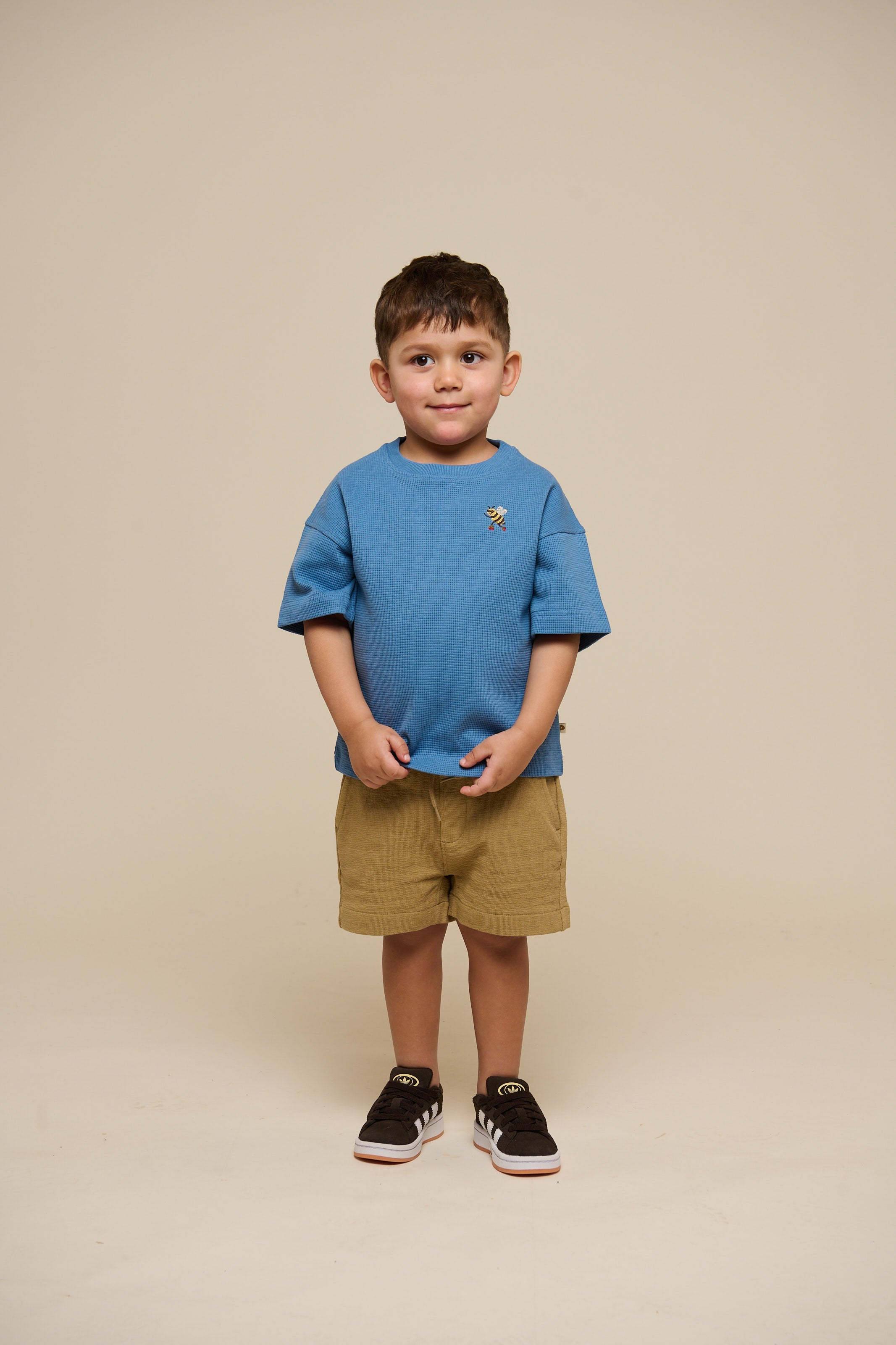 Wafel T-shirt - Kids - Dusty Blue | 101150 Evan
