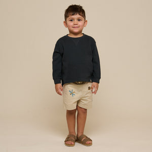 Gestructureerd T-shirt met lange mouwen - Kids - Forest Green | 100707 Malthe