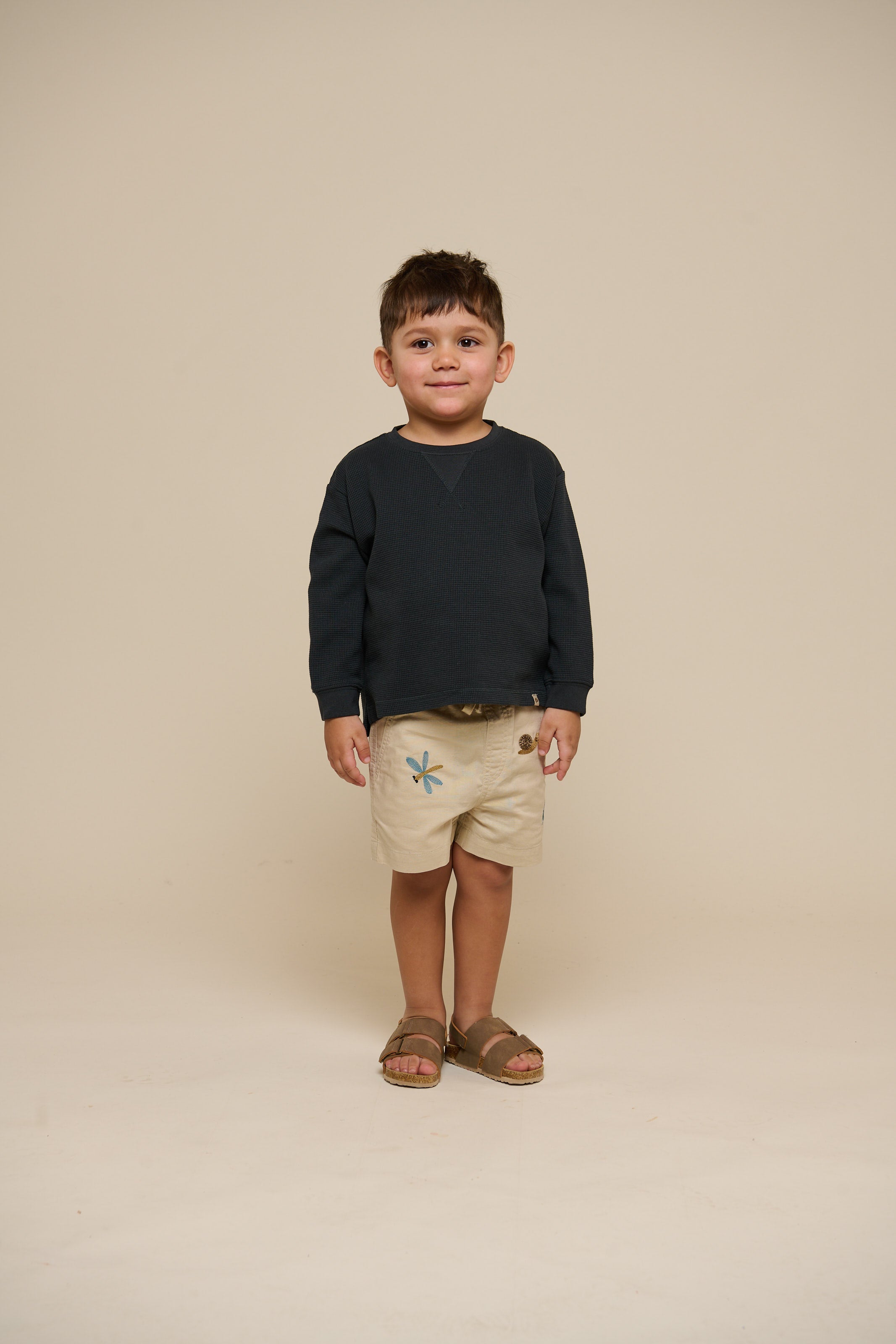 Gestructureerd T-shirt met lange mouwen - Kids - Forest Green | 100707 Malthe