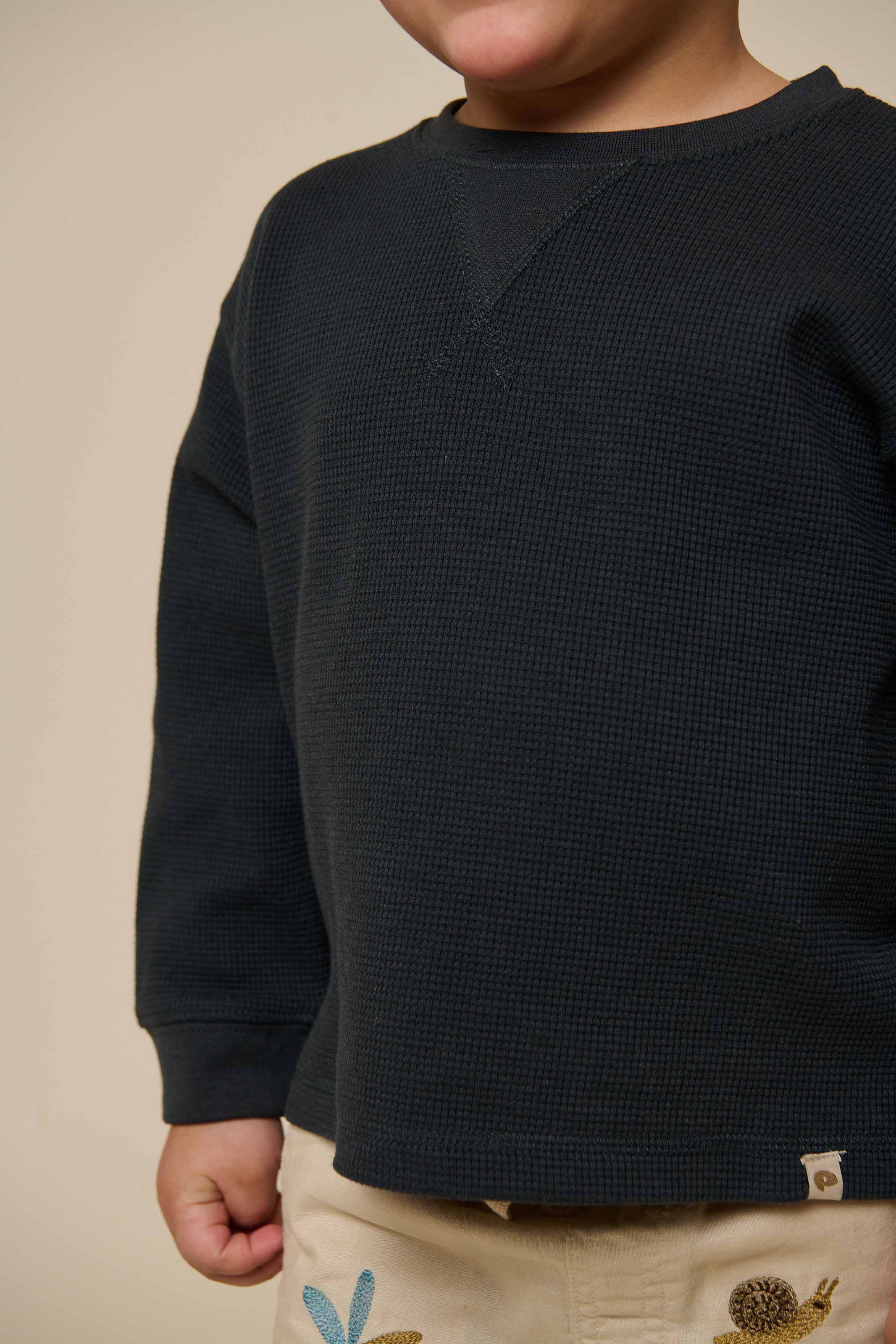 Gestructureerd T-shirt met lange mouwen - Kids - Forest Green | 100707 Malthe