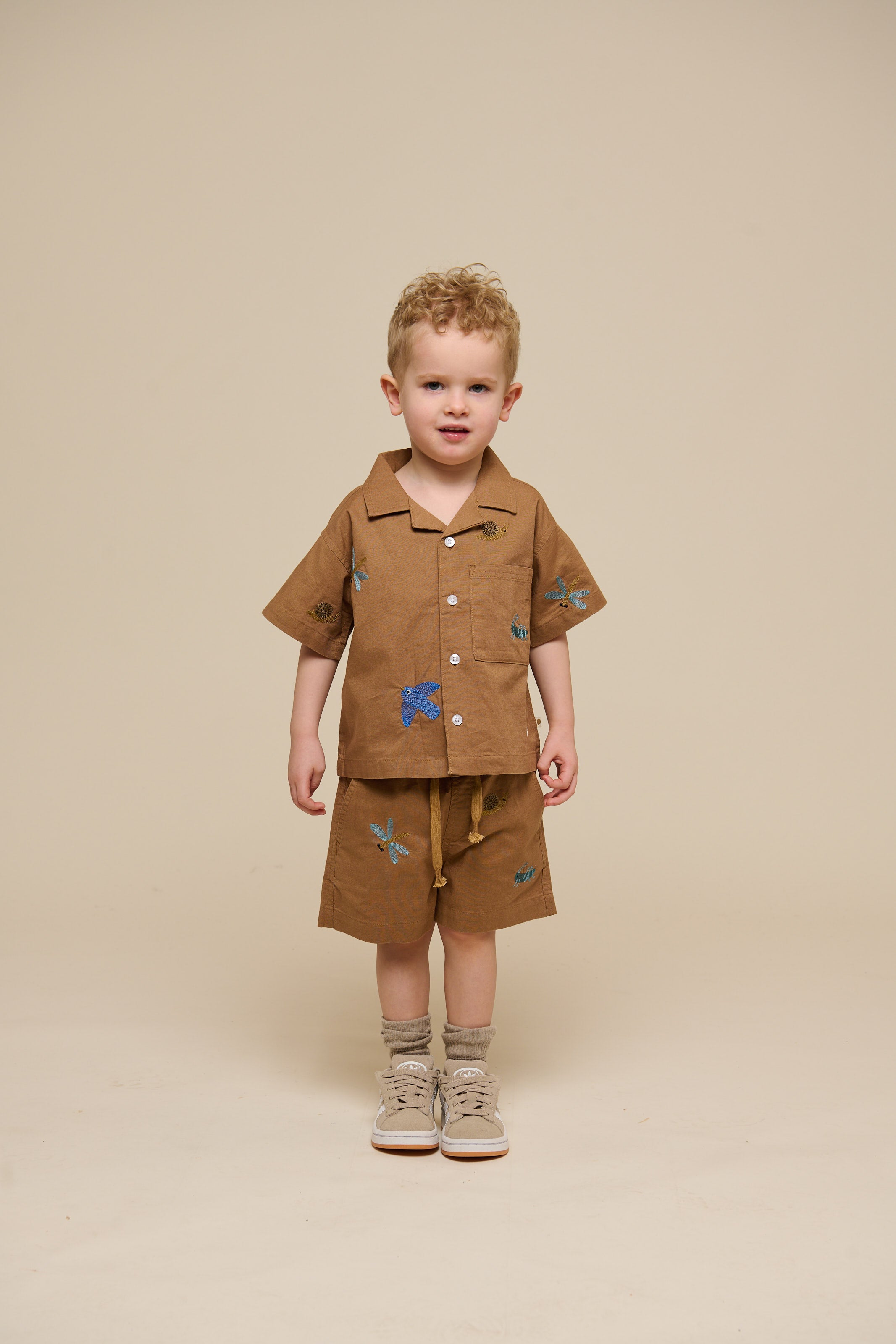 Embroidered Cotton Shorts - Kids - Coconut | 101064 Erik