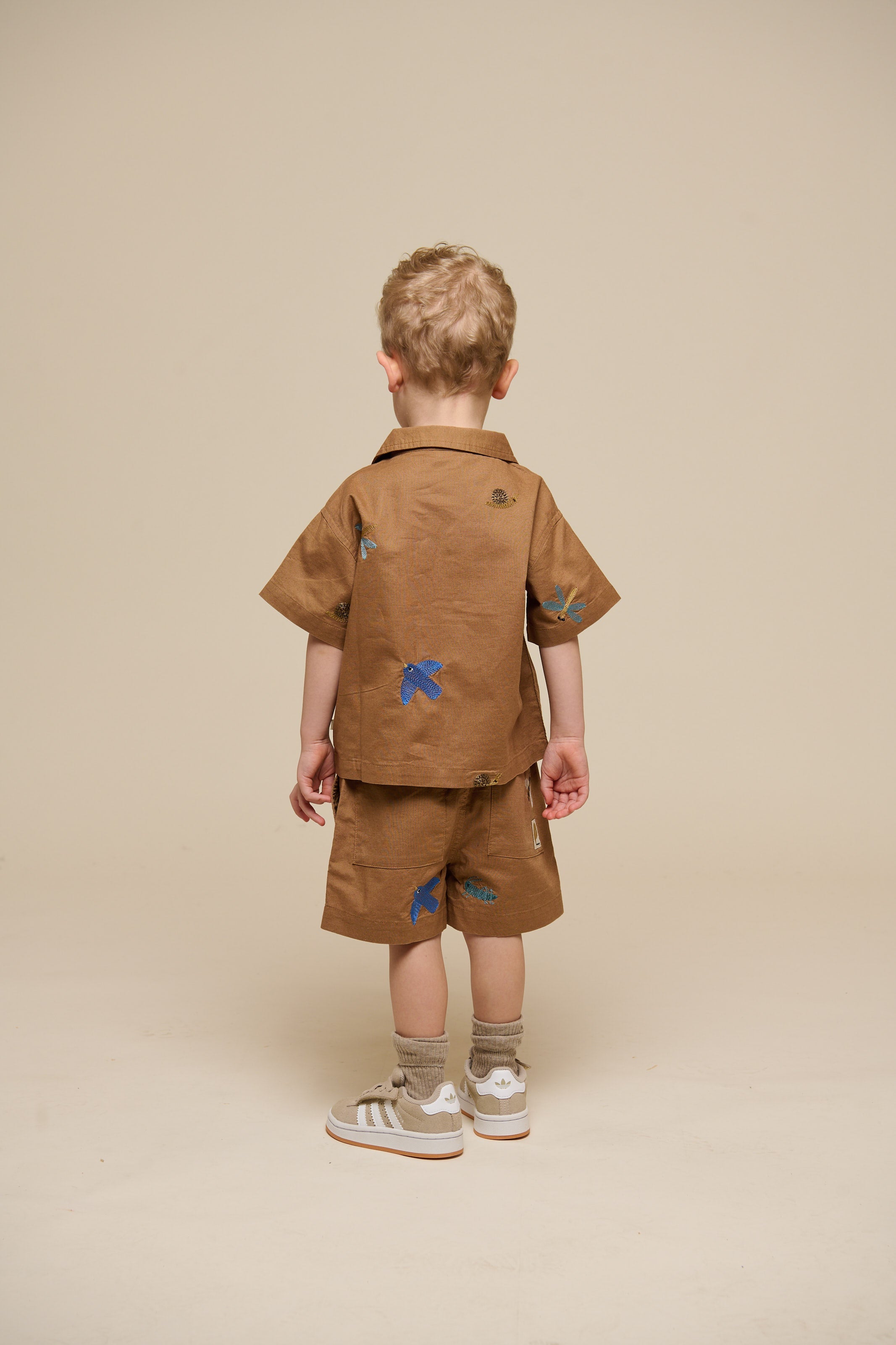 Geborduurd Katoenen Overhemd met Korte Mouwen - Kids - Coconut | 101062 Erik
