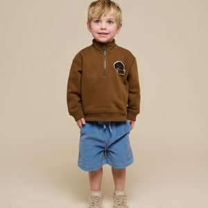 Sweatshirt met halve rits - Kids - Coffee | 100808 Tristan