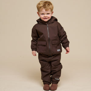 Shell-jas met opgestikte zak - Kids - Chocolate | 100499 Luke