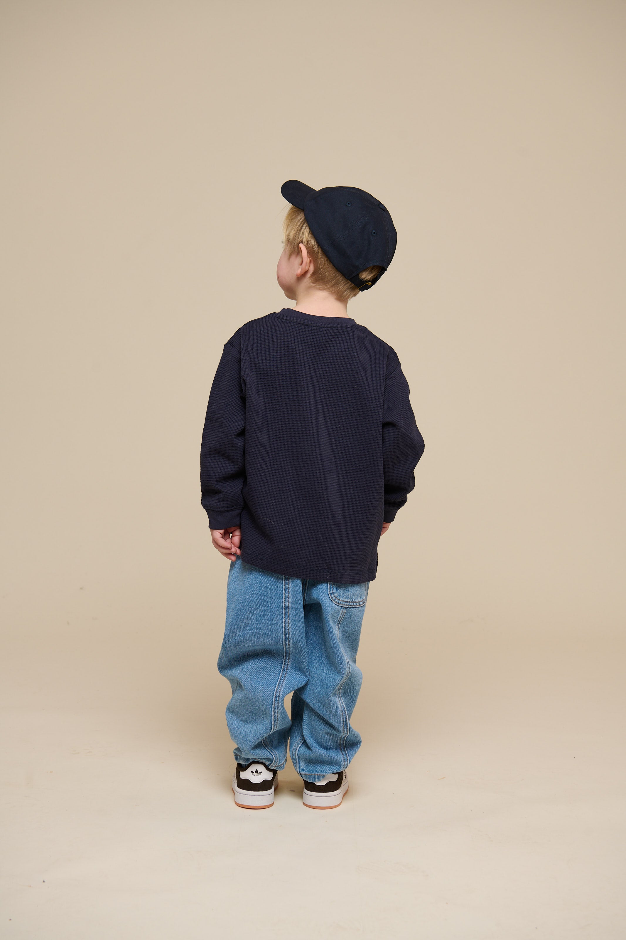 Gestructureerd T-shirt met lange mouwen - Kids - Navy | 100703 Malthe