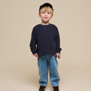Gestructureerd T-shirt met lange mouwen - Kids - Navy | 100703 Malthe