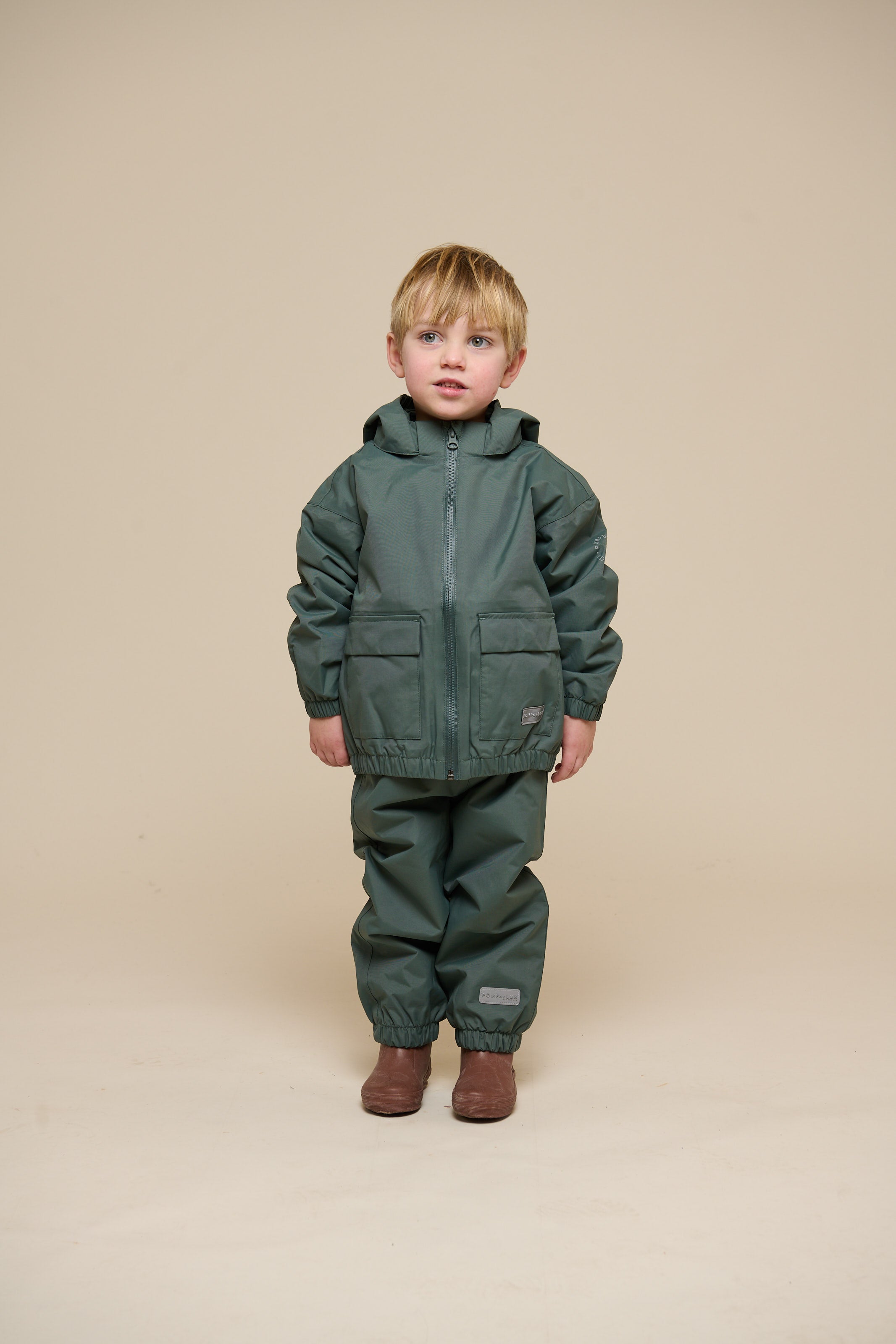 Shell-jas met opgestikte zak - Kids - Dusty Dark Green | 100501 Luke