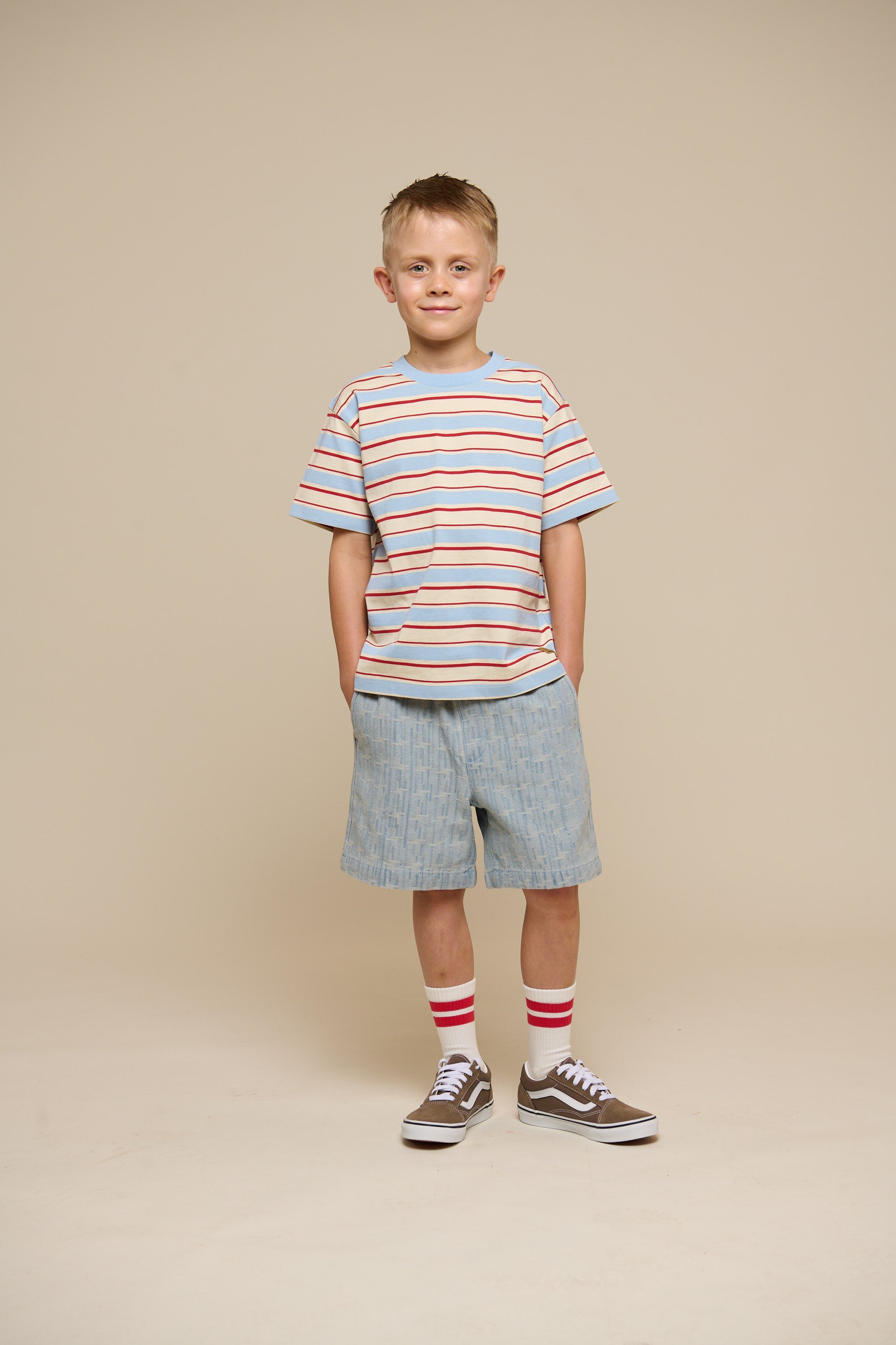 Retro Gestreept T-shirt - Tween - Powder Blue | 101276 Steven