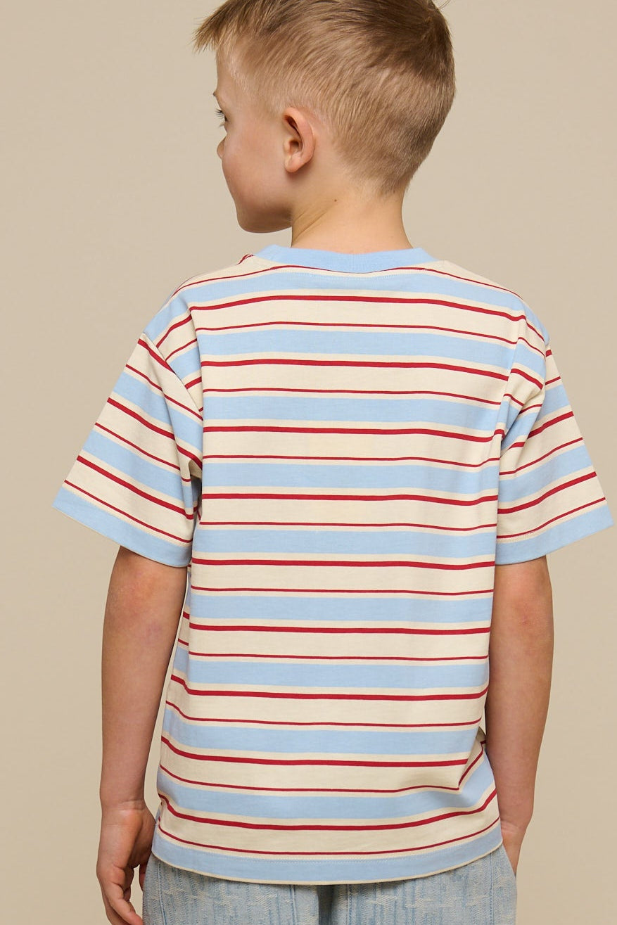 Retro Gestreept T-shirt - Tween - Powder Blue | 101276 Steven