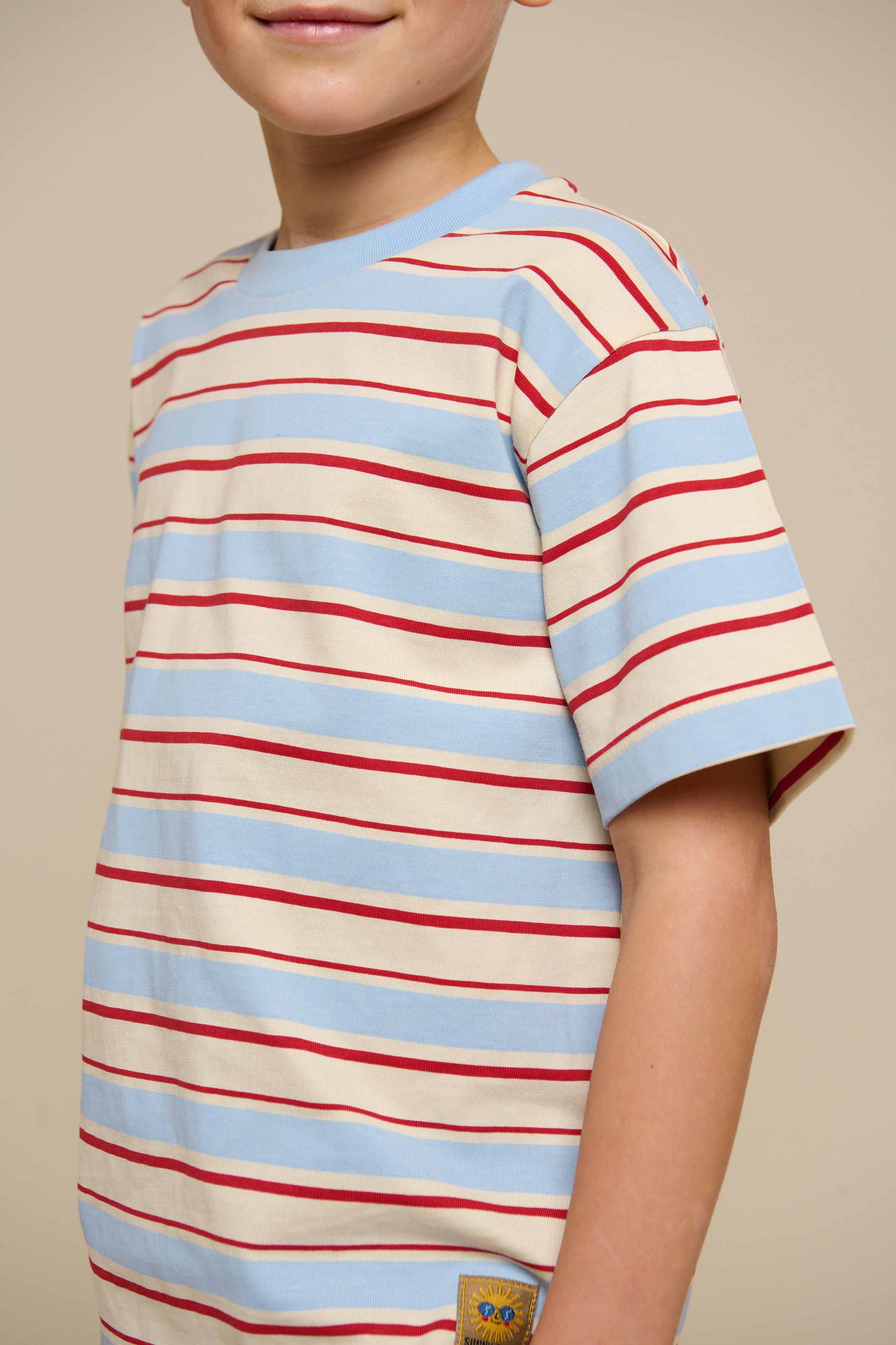 Retro Gestreept T-shirt - Tween - Powder Blue | 101276 Steven