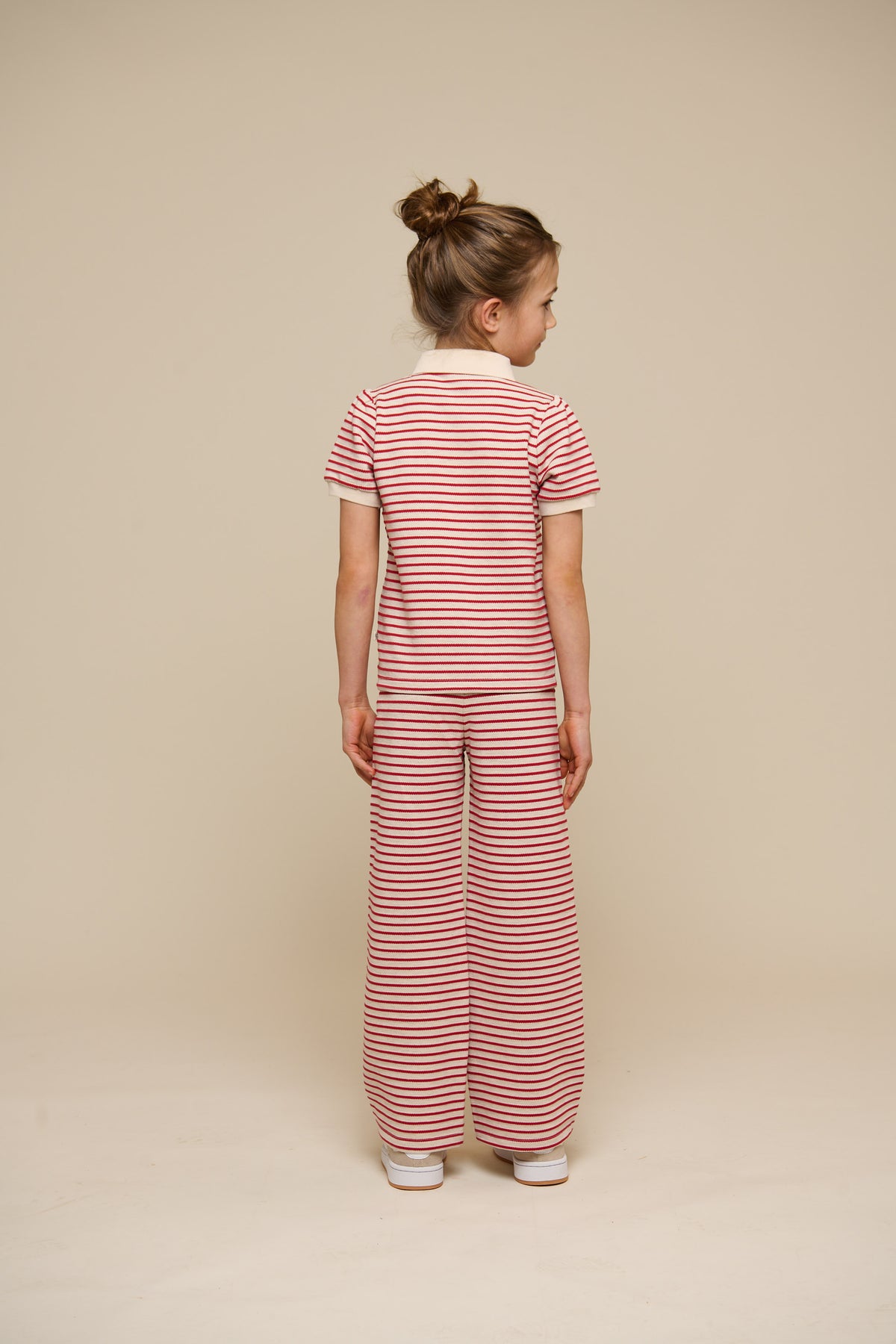 Gestreepte Jersey Polo - Tween - Cherry Red | 101003 Emmie