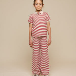 Gestreepte Jersey Polo - Tween - Cherry Red | 101003 Emmie