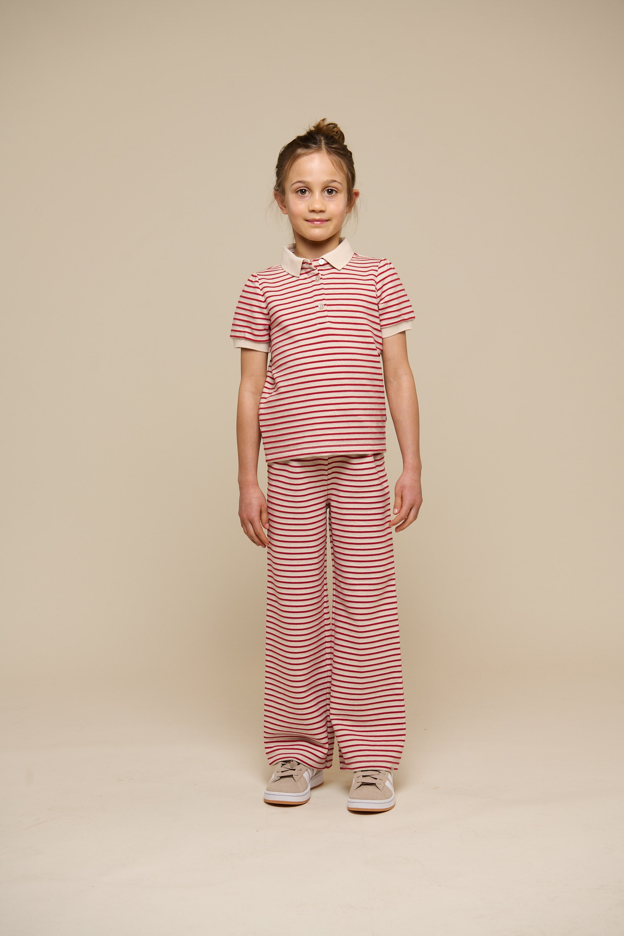 Gestreepte Jersey Polo - Tween - Cherry Red | 101003 Emmie