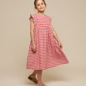 Geruite Katoenen Jurk - Tween - Cherry Red | 100905 Bonnie