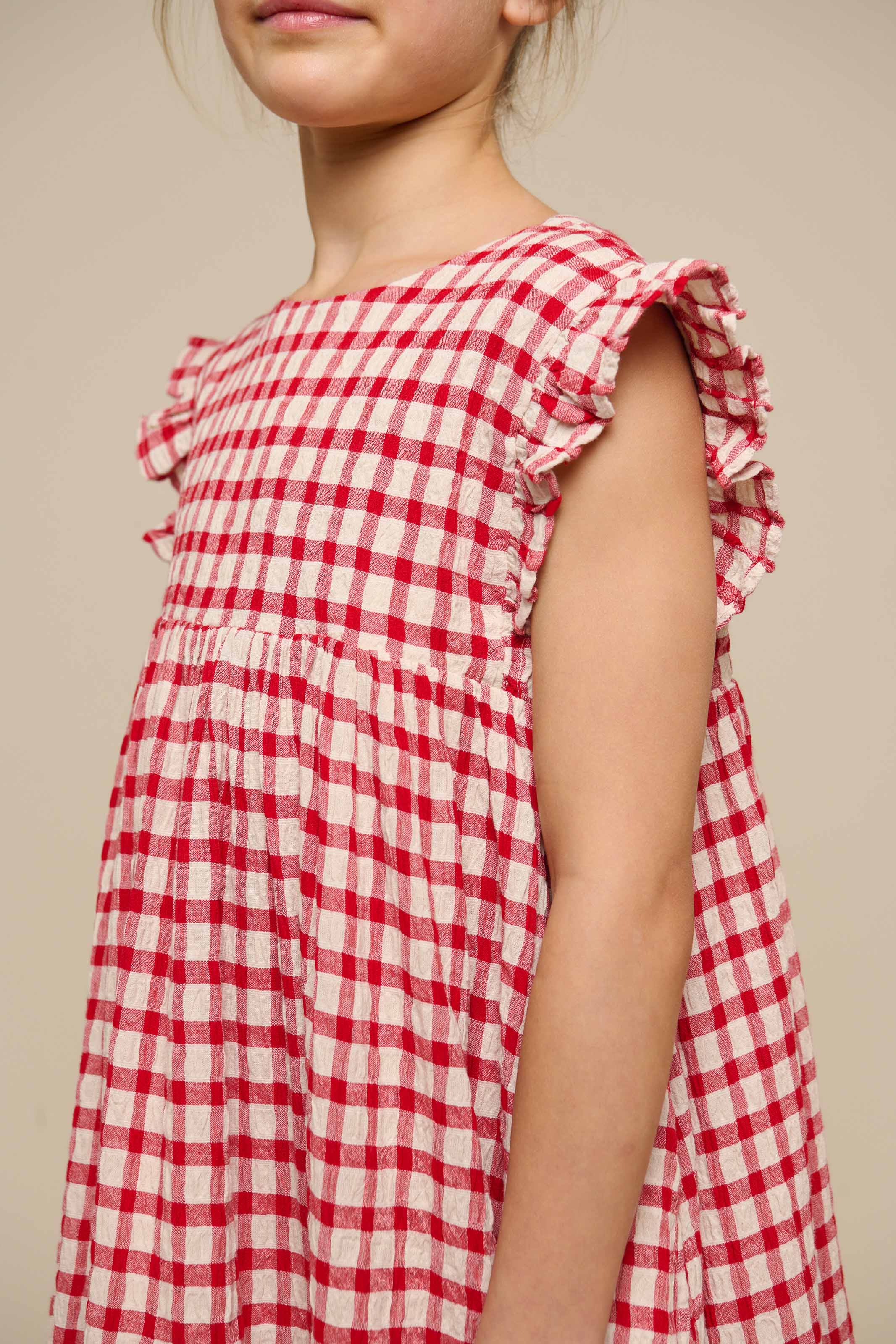 Geruite Katoenen Jurk - Tween - Cherry Red | 100905 Bonnie