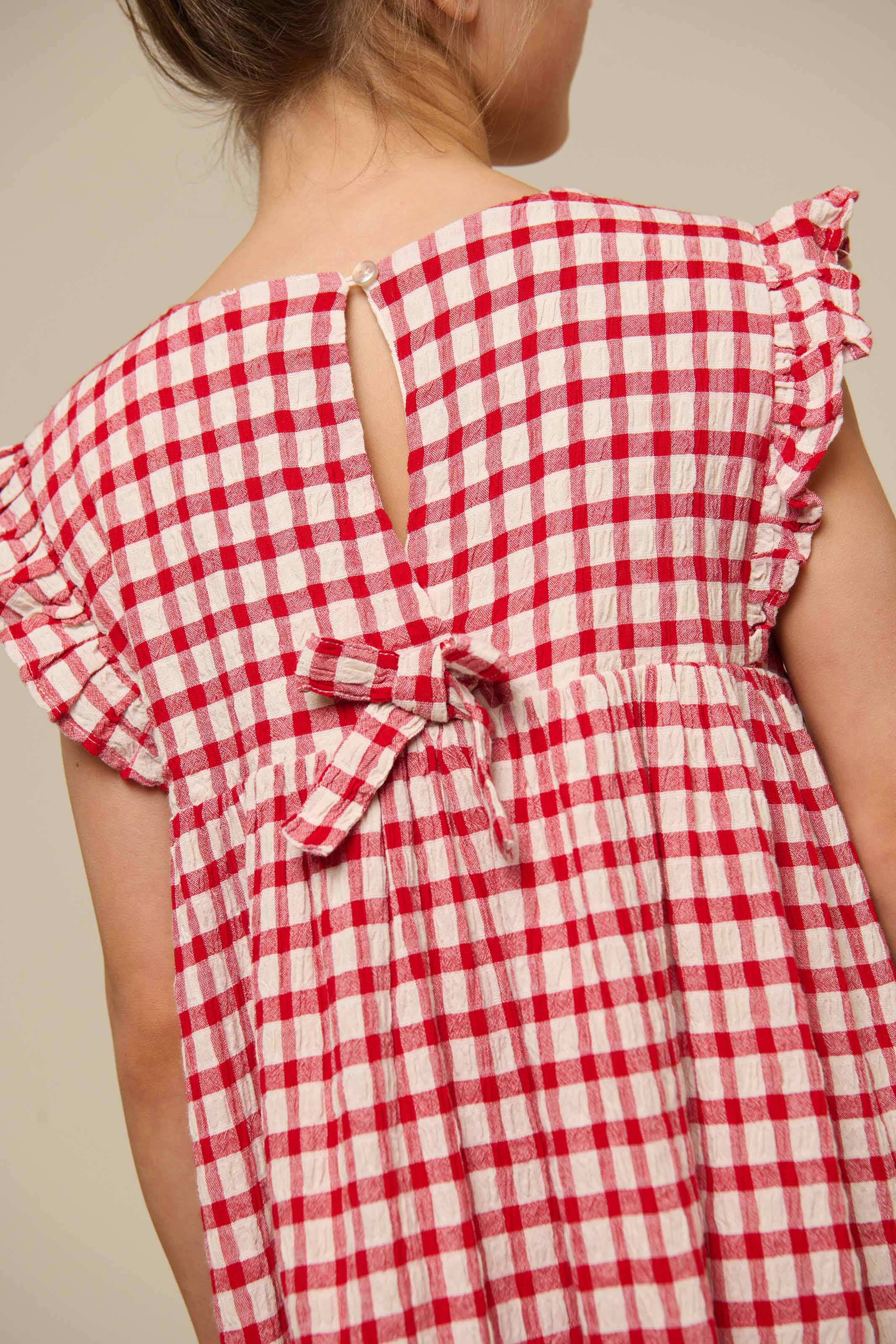 Geruite Katoenen Jurk - Tween - Cherry Red | 100905 Bonnie
