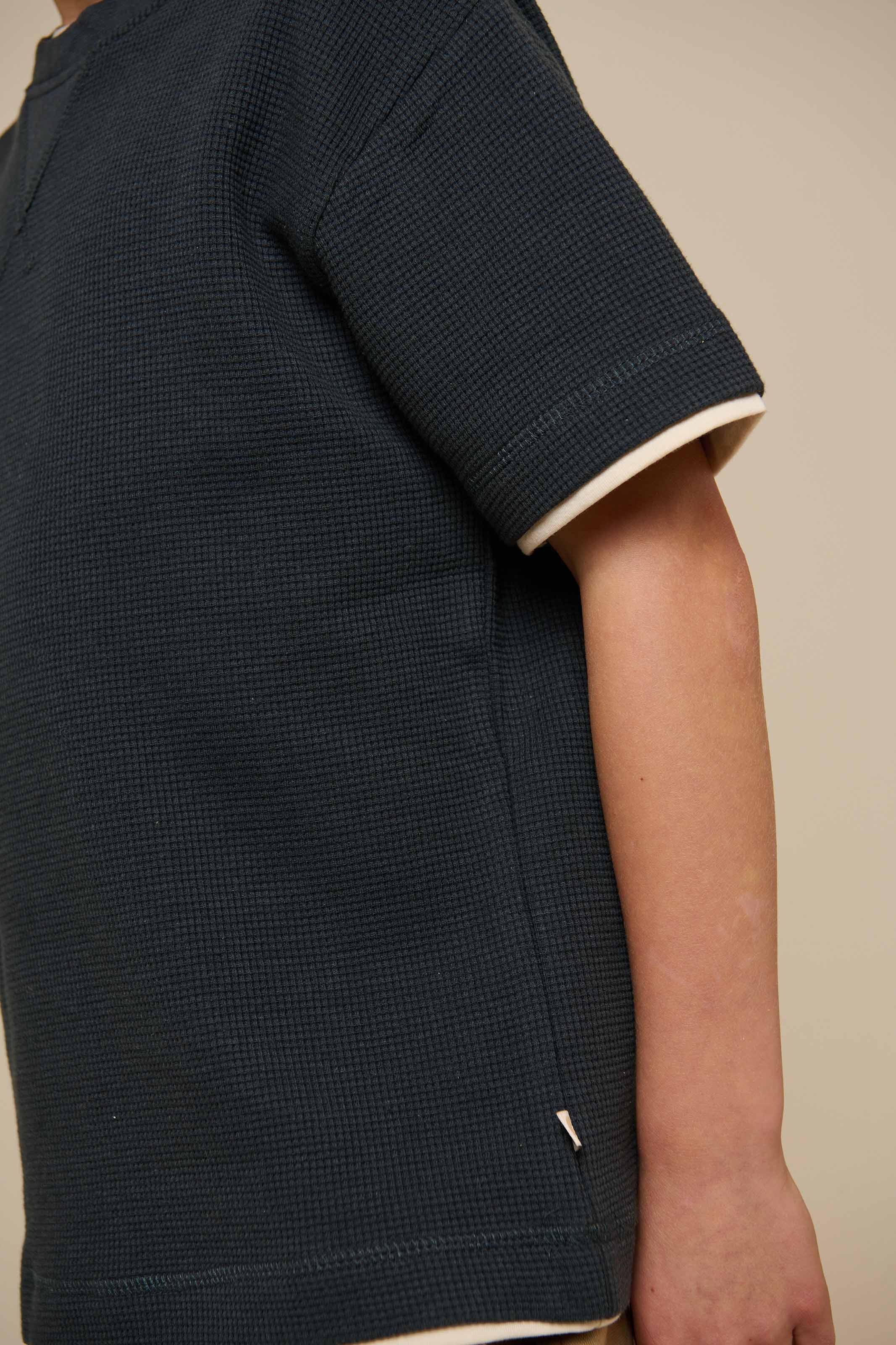 Gestructureerd T-shirt met korte mouwen - Tween - Forest Green | 100714 Malthe