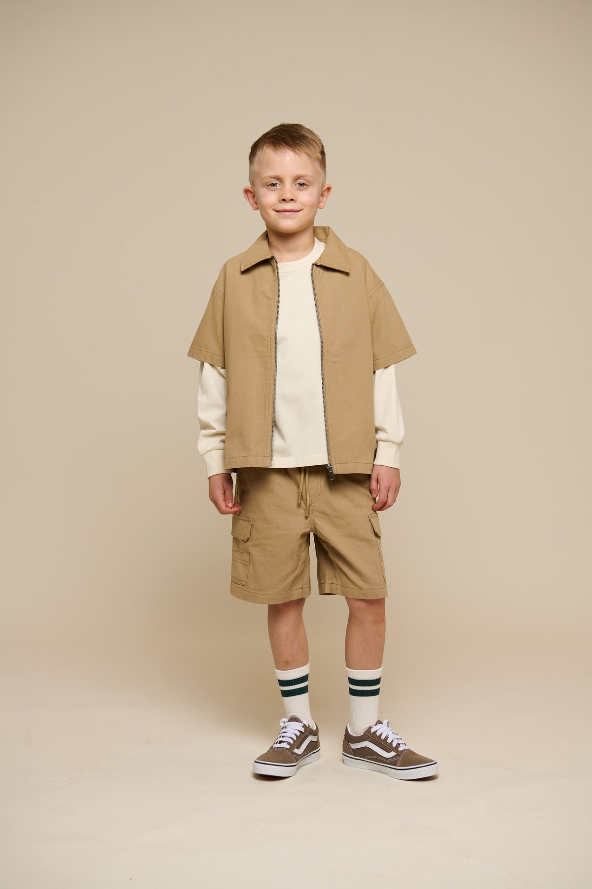 Canvas Overhemdjas met Rits - Tween - Khaki | 101125 Isack