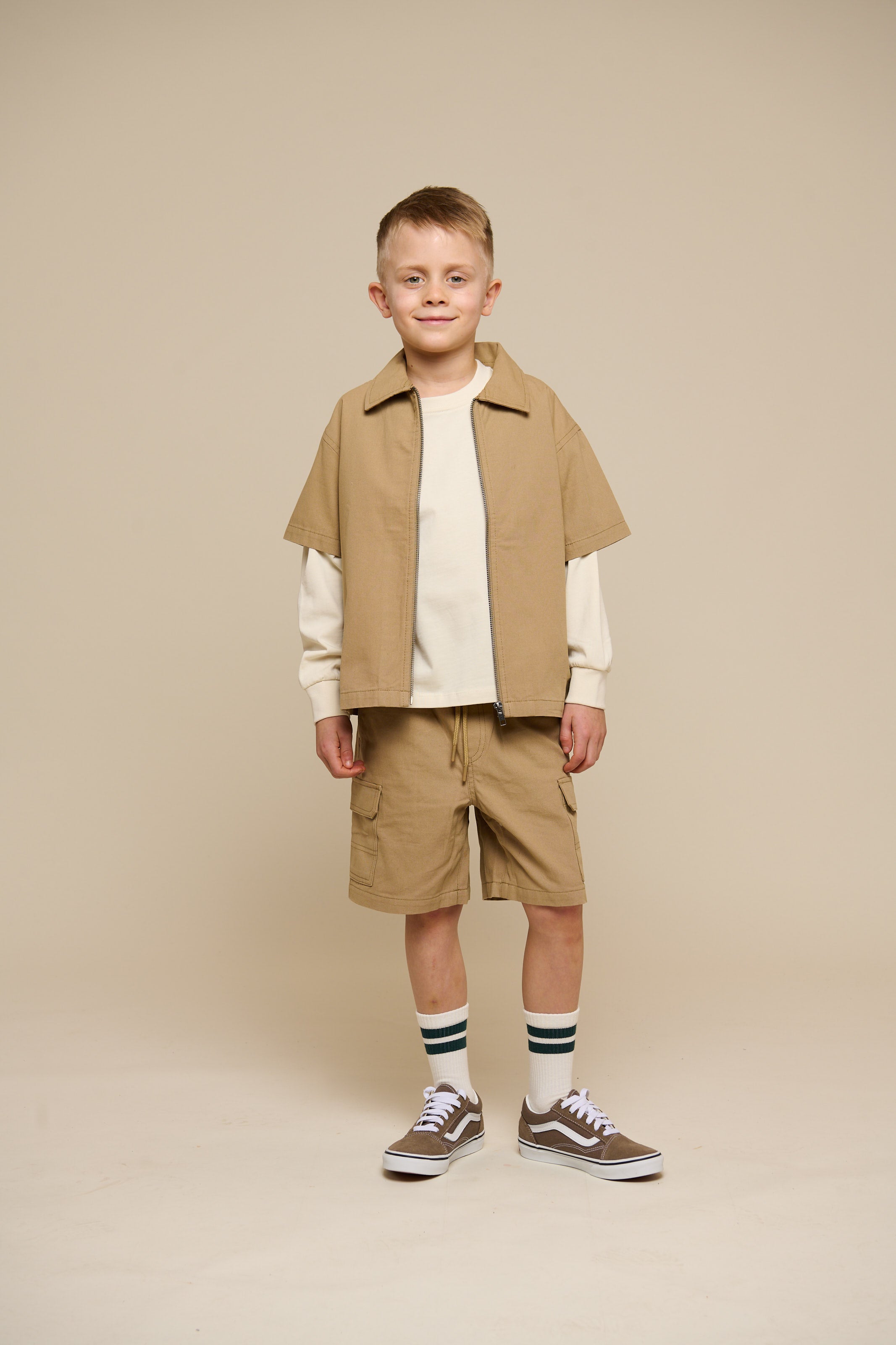Canvas Overhemdjas met Rits - Tween - Khaki | 101125 Isack