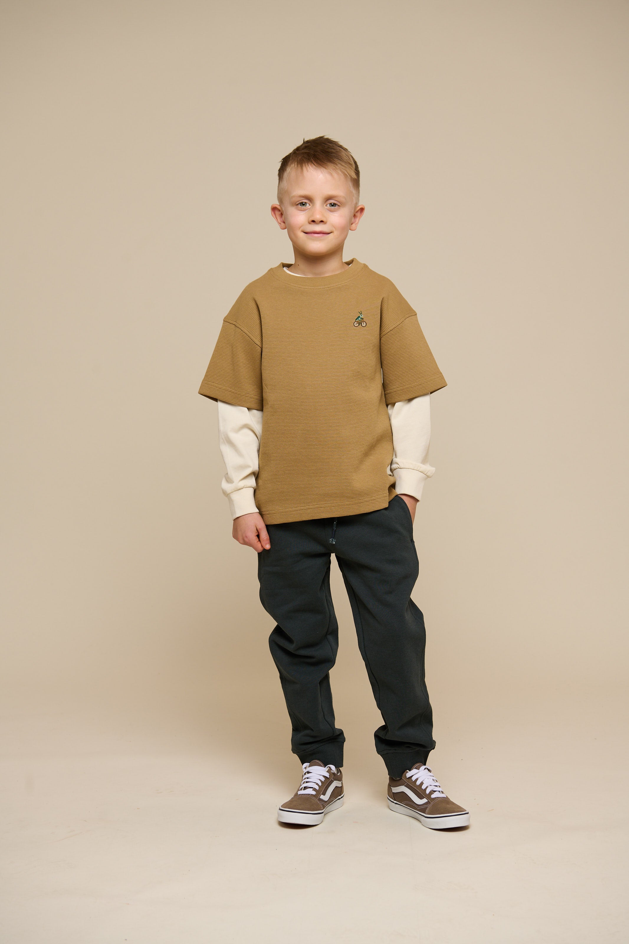 Wafel T-shirt - Tween - Khaki | 101149 Evan