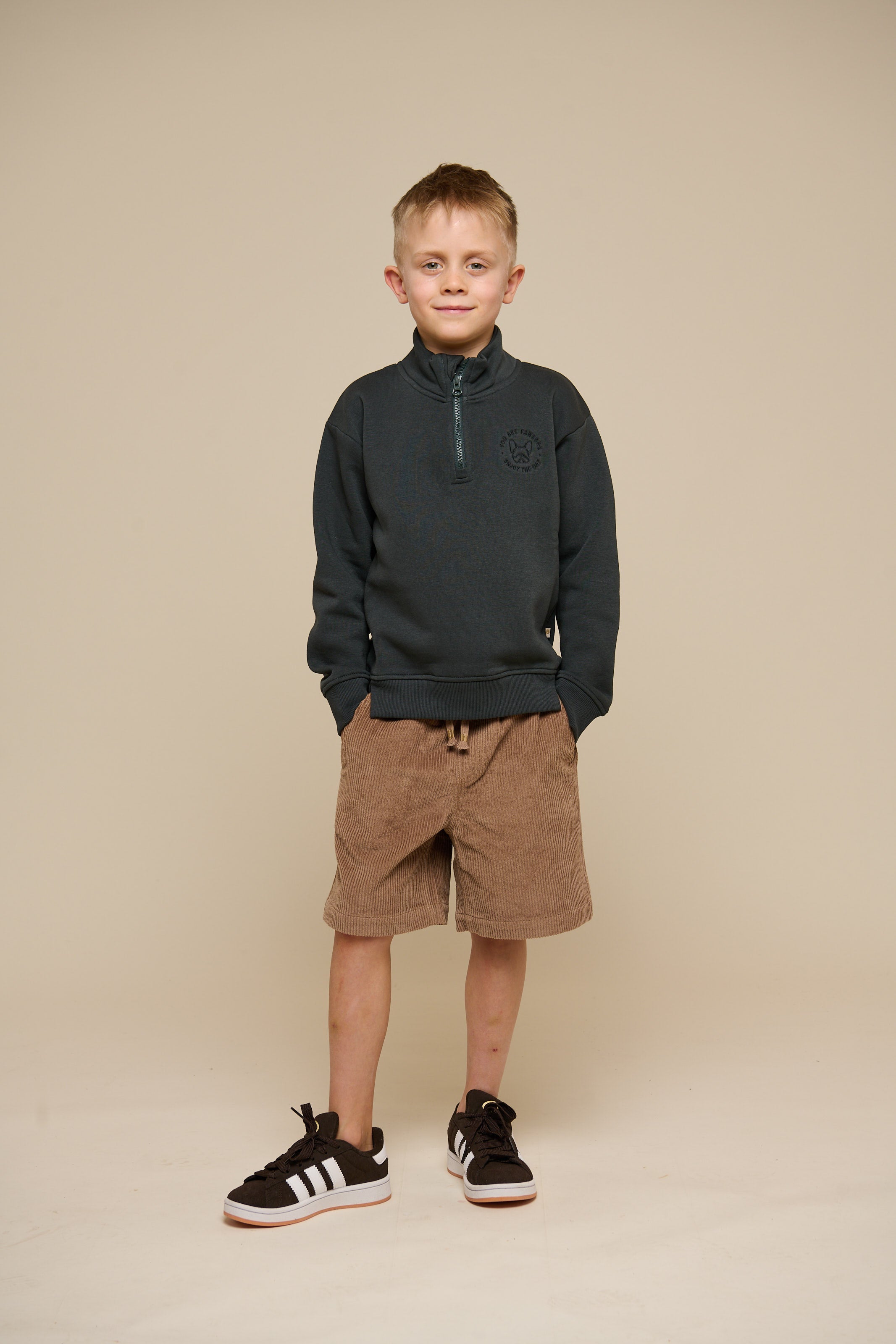 Sweatshirt met halve rits - Tween - Forest Green | 100811 Tristan
